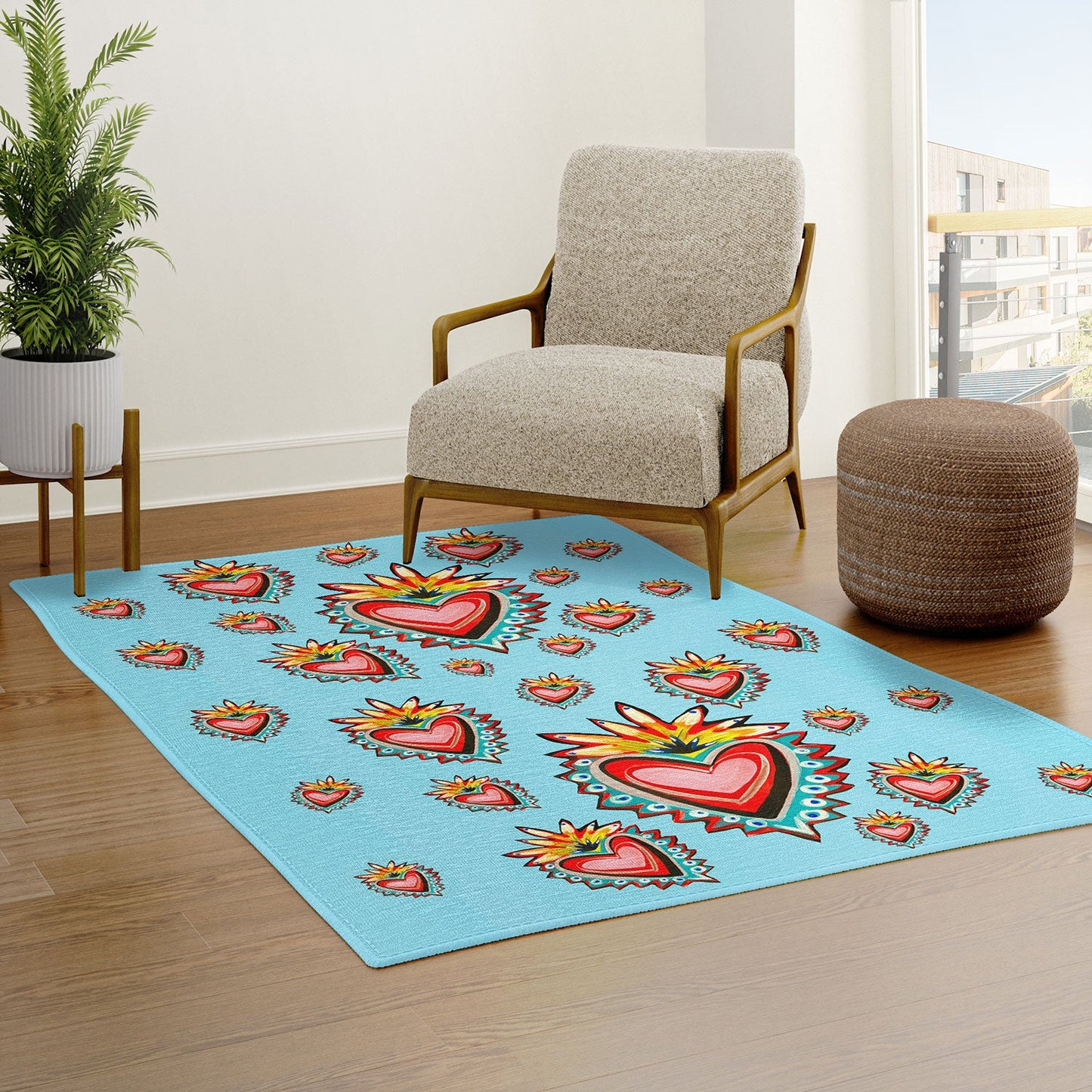 Tina Salazar Hearts in Blue Area Rug