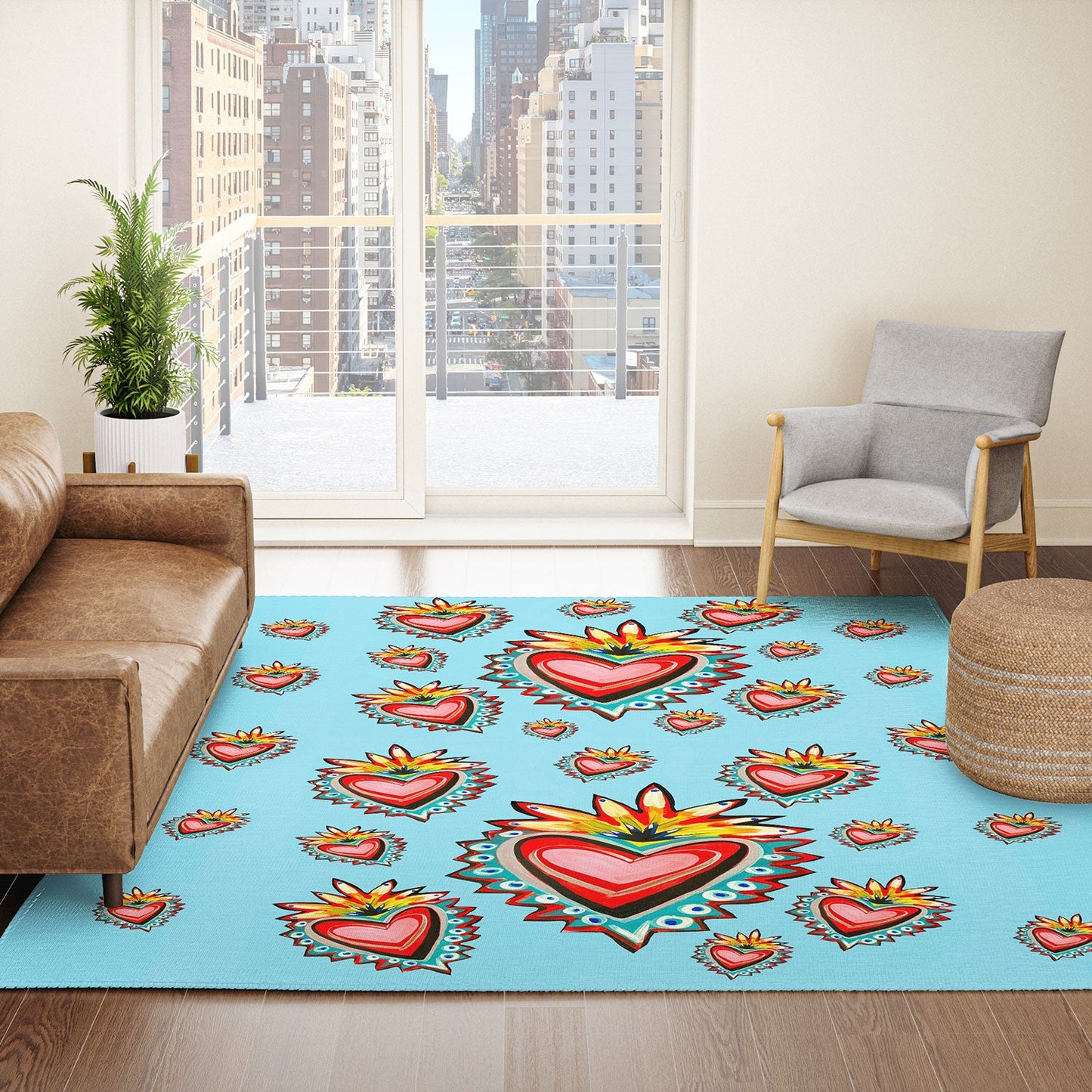 Tina Salazar Hearts in Blue Area Rug