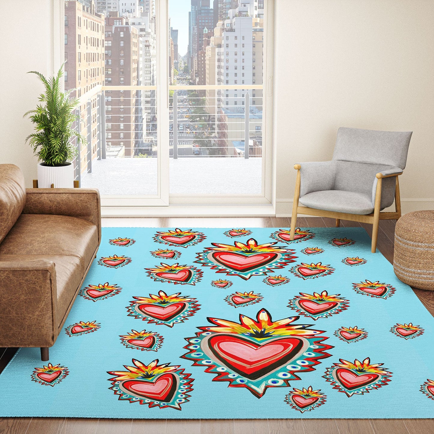 Tina Salazar Hearts in Blue Area Rug