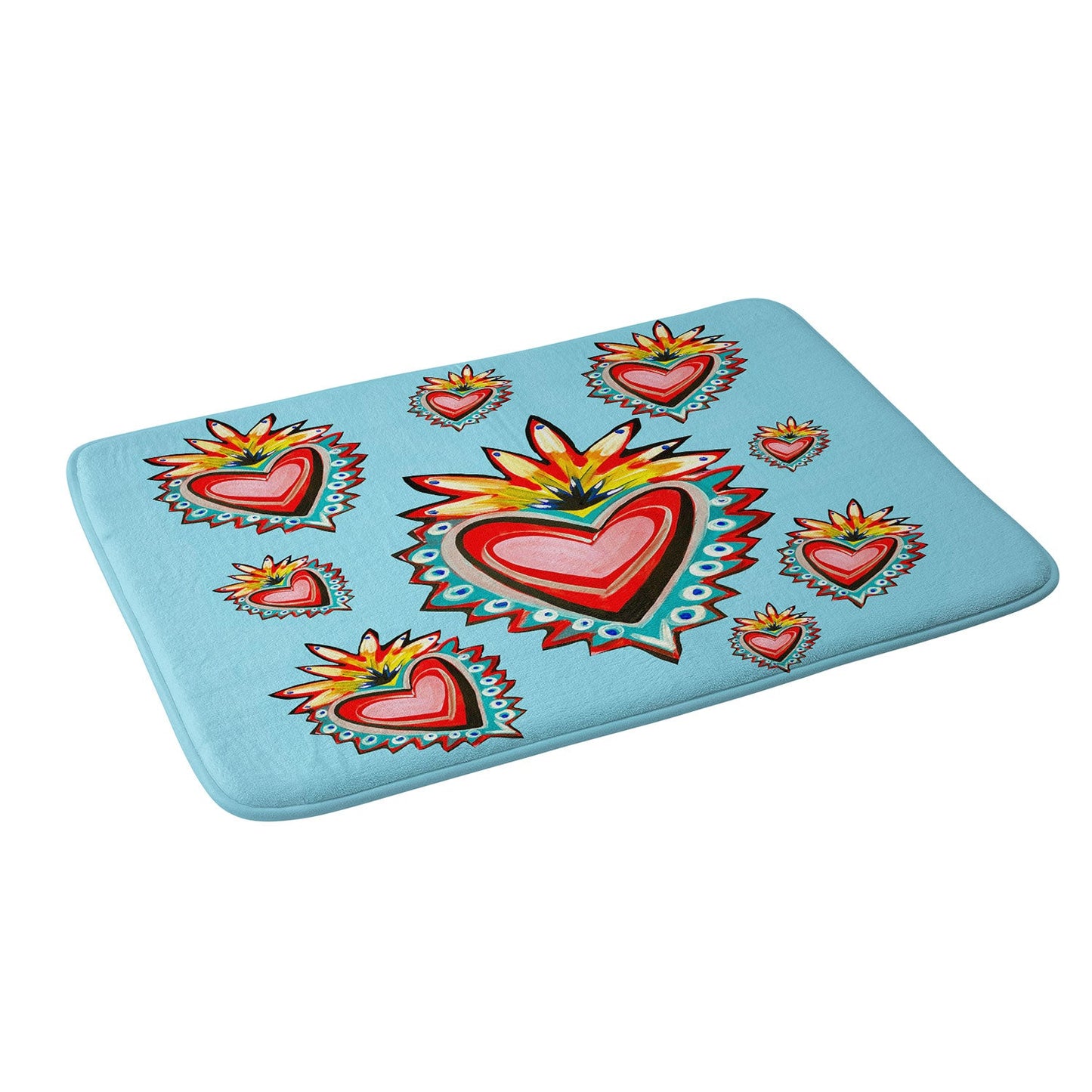 Tina Salazar Hearts in Blue Memory Foam Bath Mat