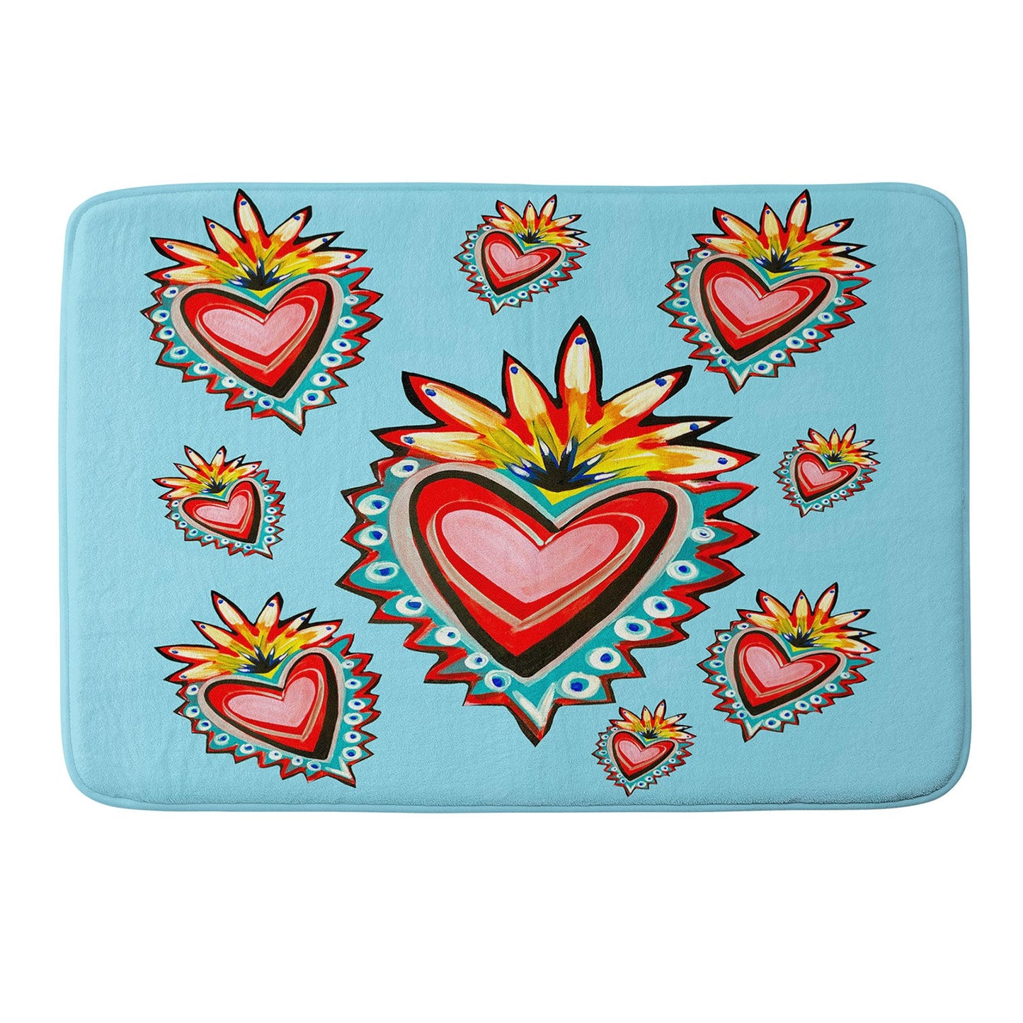 Tina Salazar Hearts in Blue Memory Foam Bath Mat