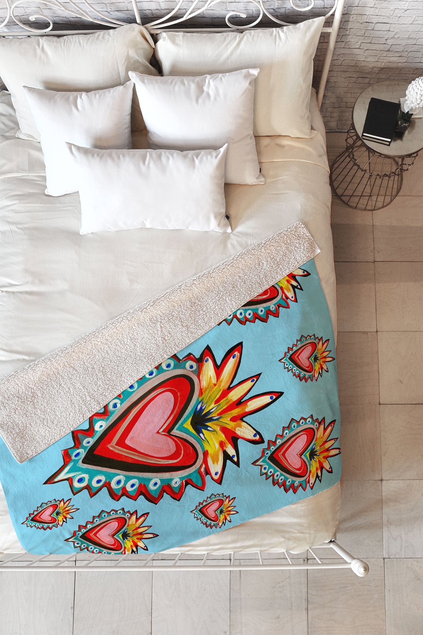 Tina Salazar Hearts in Blue Fleece Throw Blanket