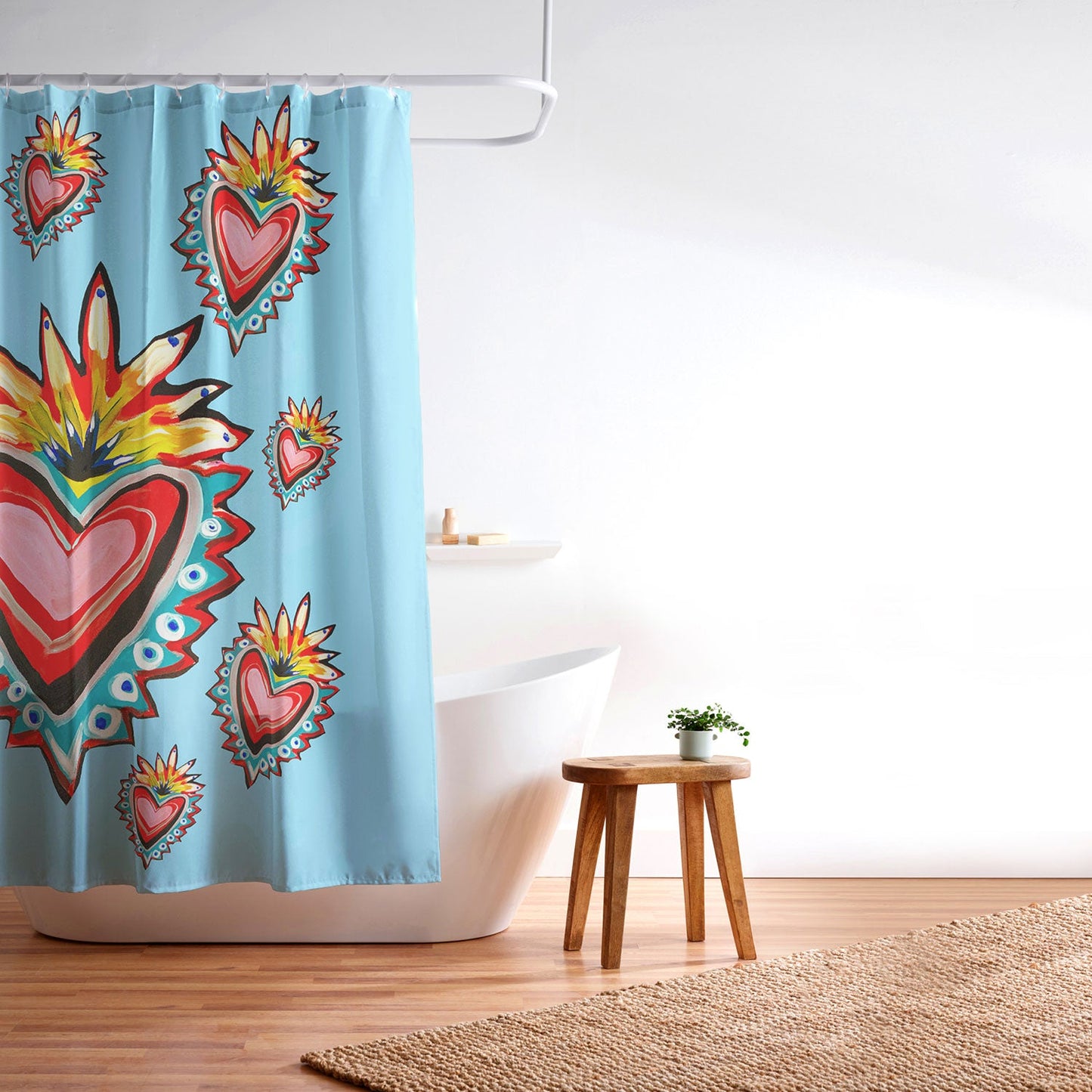 Tina Salazar Hearts in Blue Shower Curtain