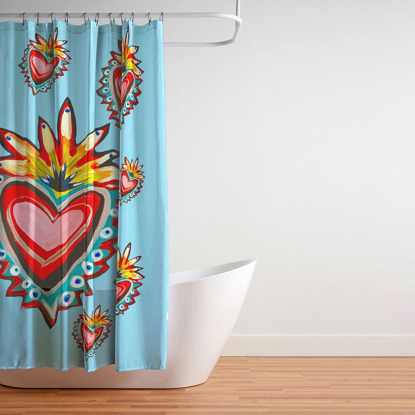 Tina Salazar Hearts in Blue Shower Curtain