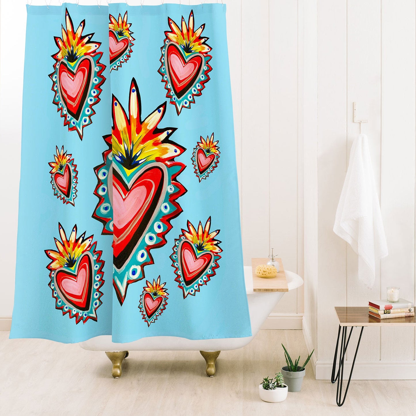 Tina Salazar Hearts in Blue Shower Curtain