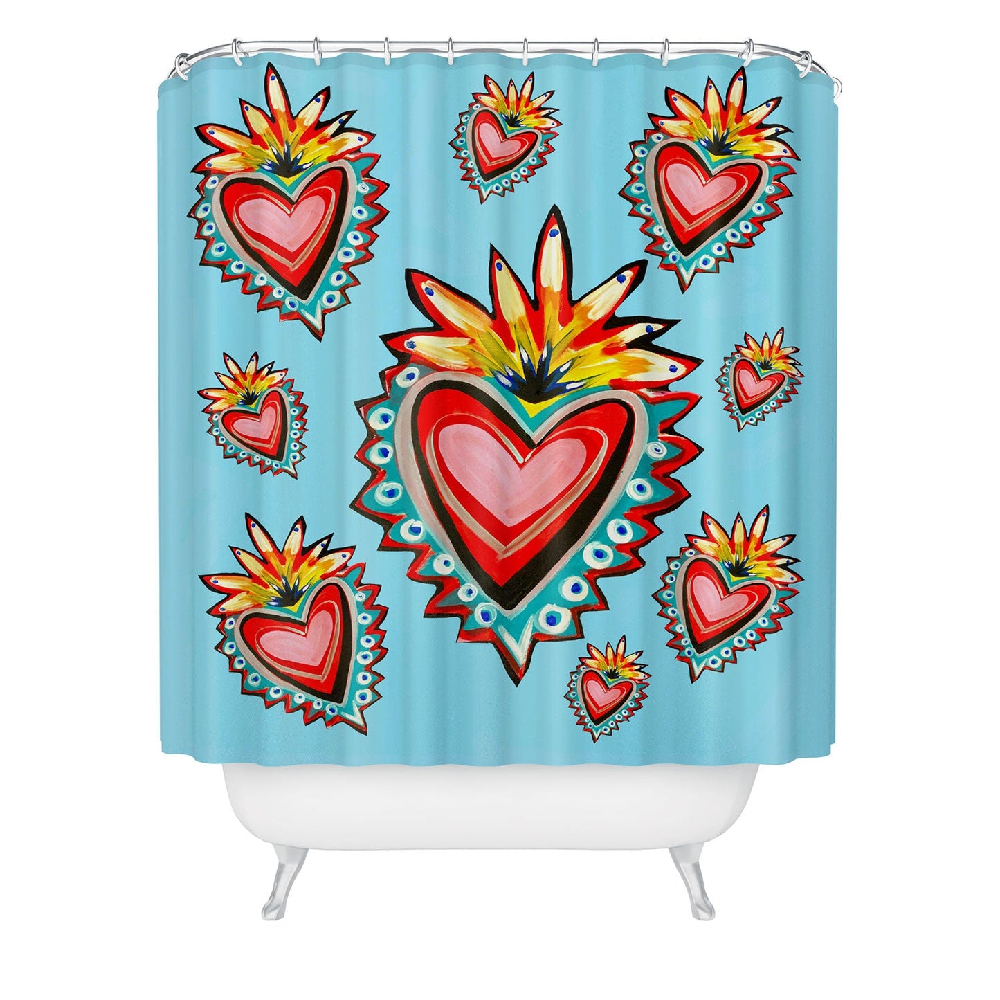 Tina Salazar Hearts in Blue Shower Curtain