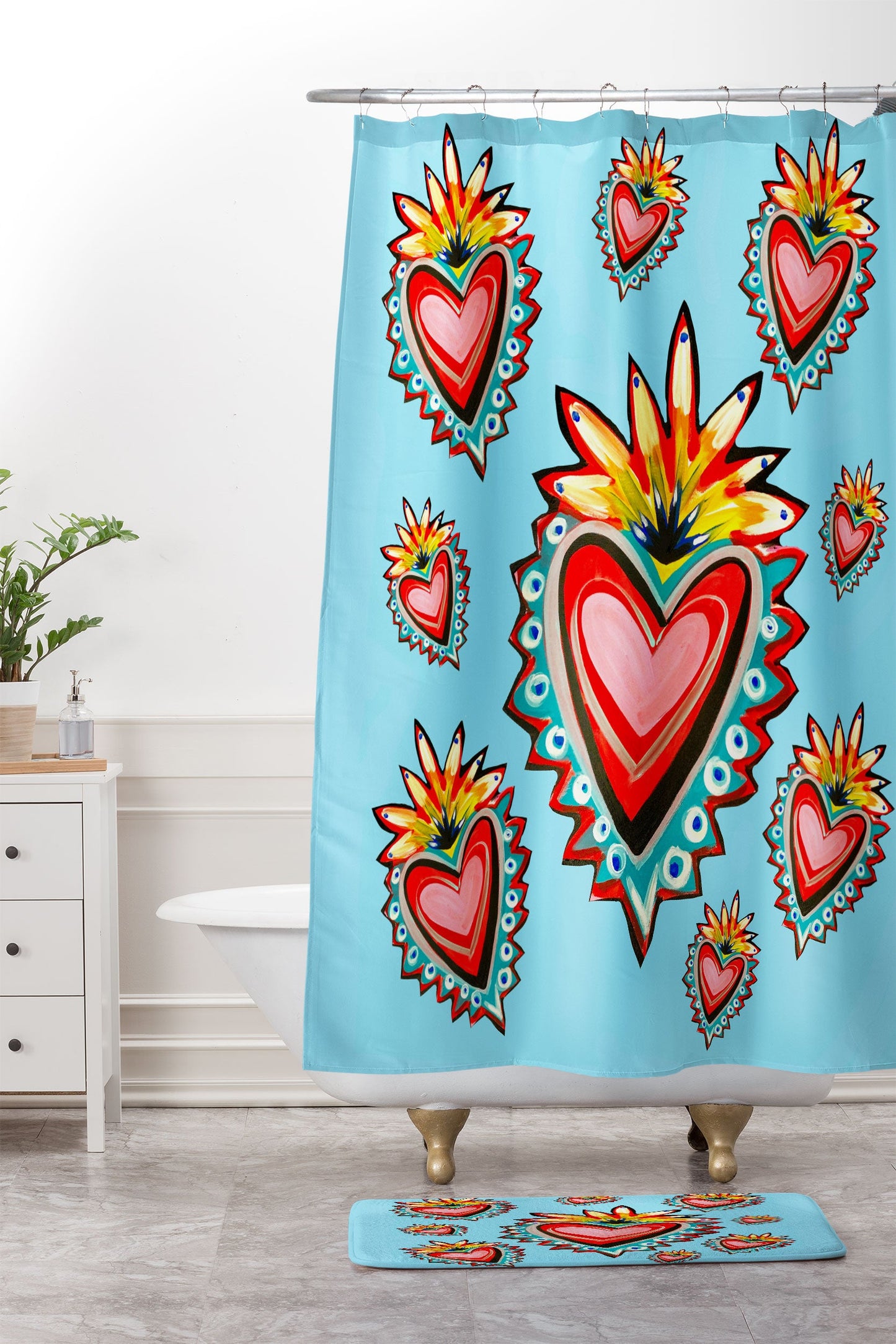 Tina Salazar Hearts in Blue Memory Foam Bath Mat