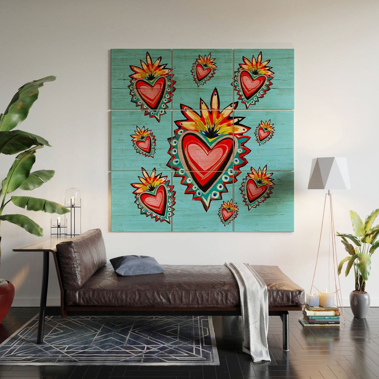 Tina Salazar Hearts in Blue Wood Wall Mural