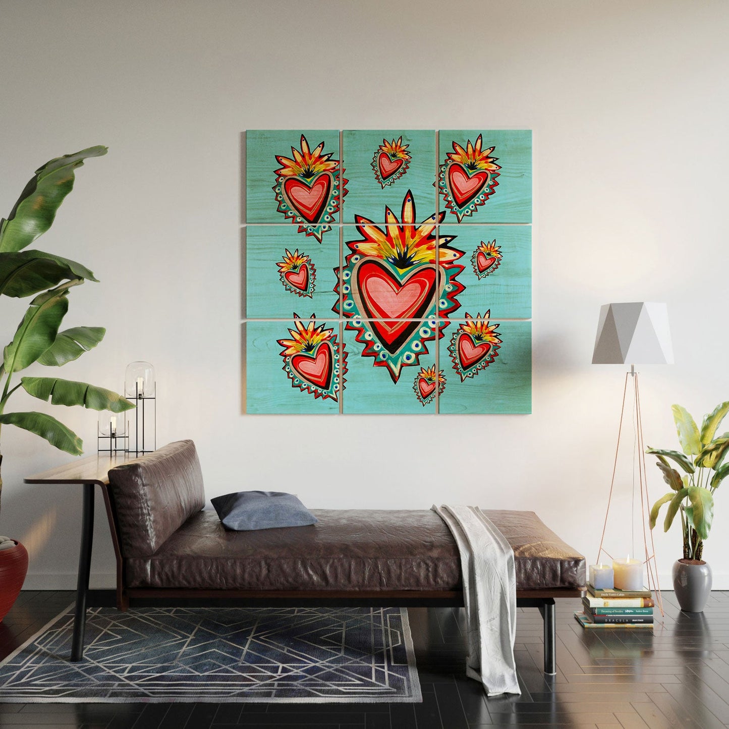 Tina Salazar Hearts in Blue Wood Wall Mural