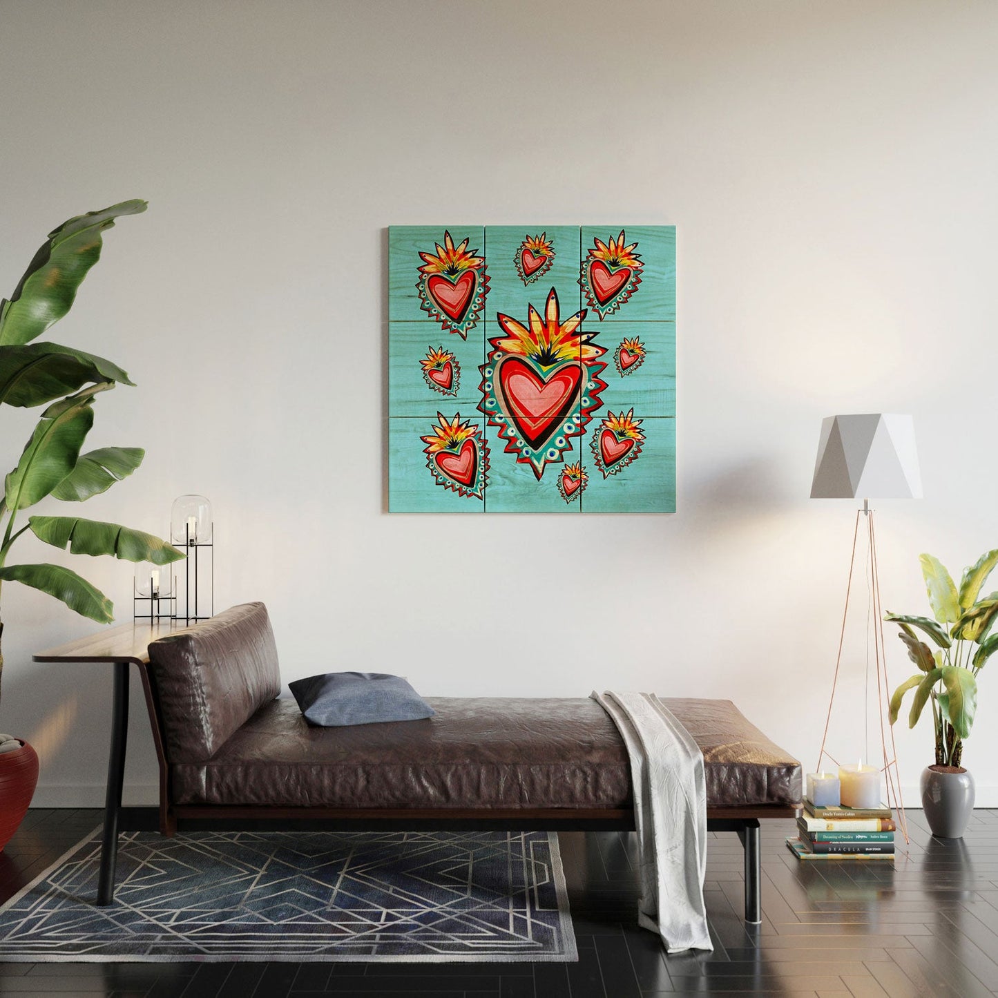Tina Salazar Hearts in Blue Wood Wall Mural