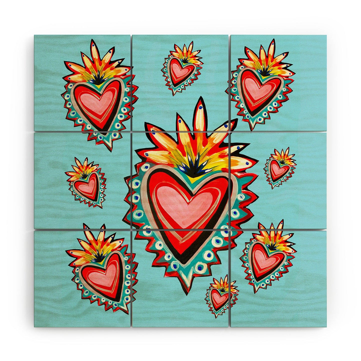 Tina Salazar Hearts in Blue Wood Wall Mural