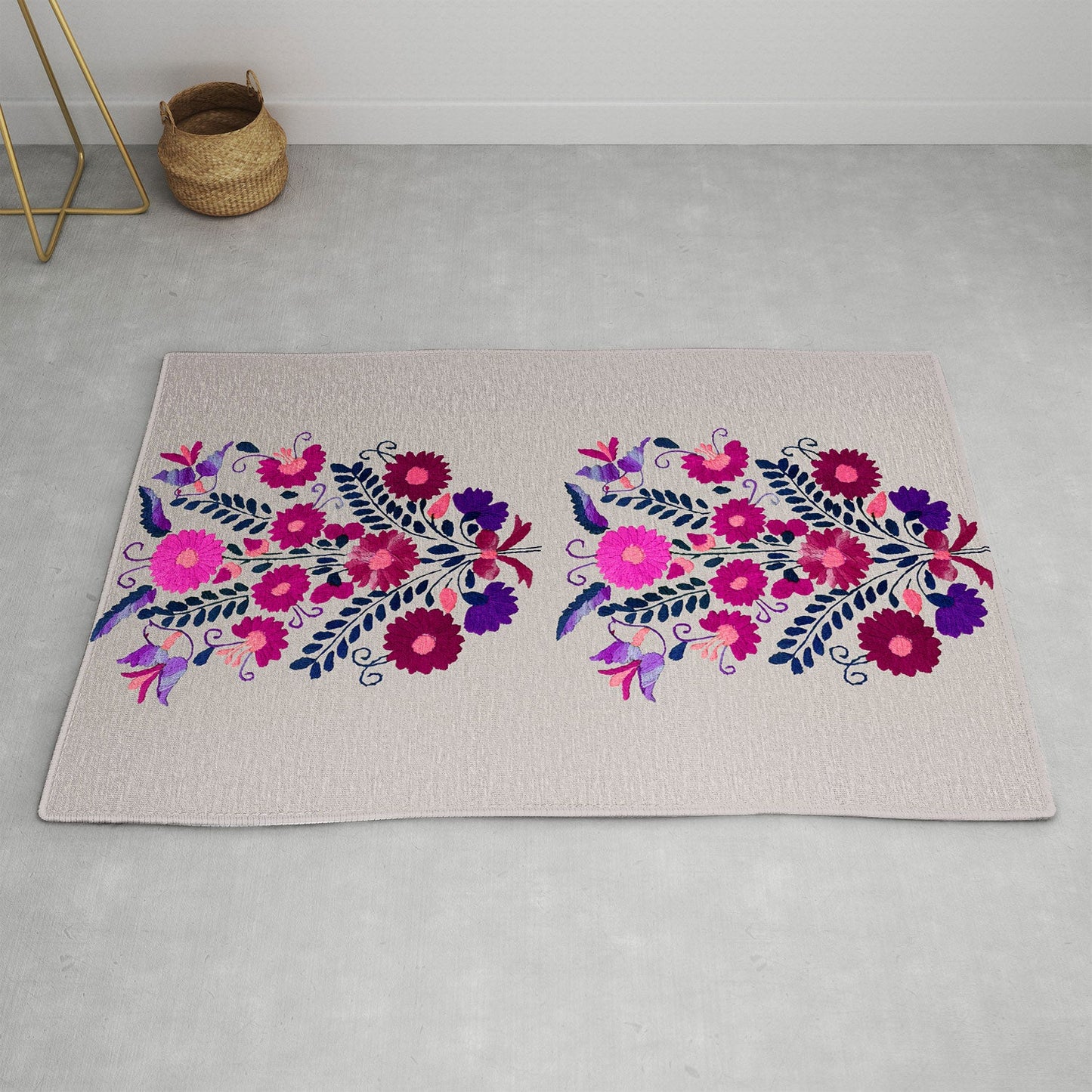 Tina Salazar Mexican Bird Motif Gray Area Rug