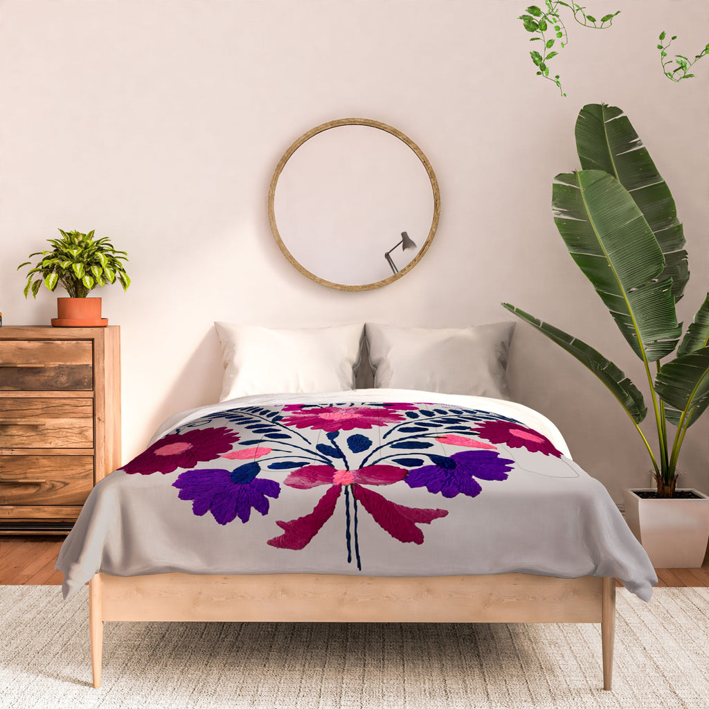 Tina Salazar Mexican Bird Motif Gray Comforter