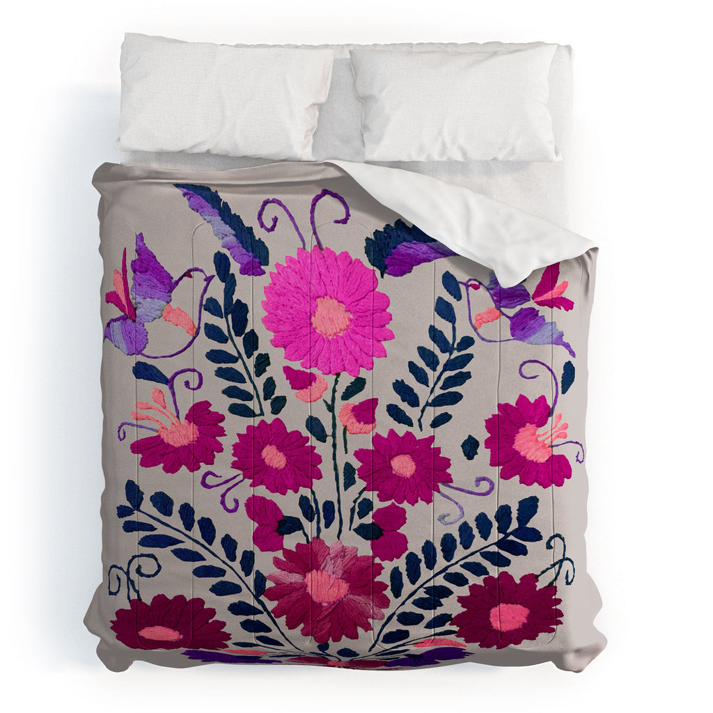 Tina Salazar Mexican Bird Motif Gray Comforter