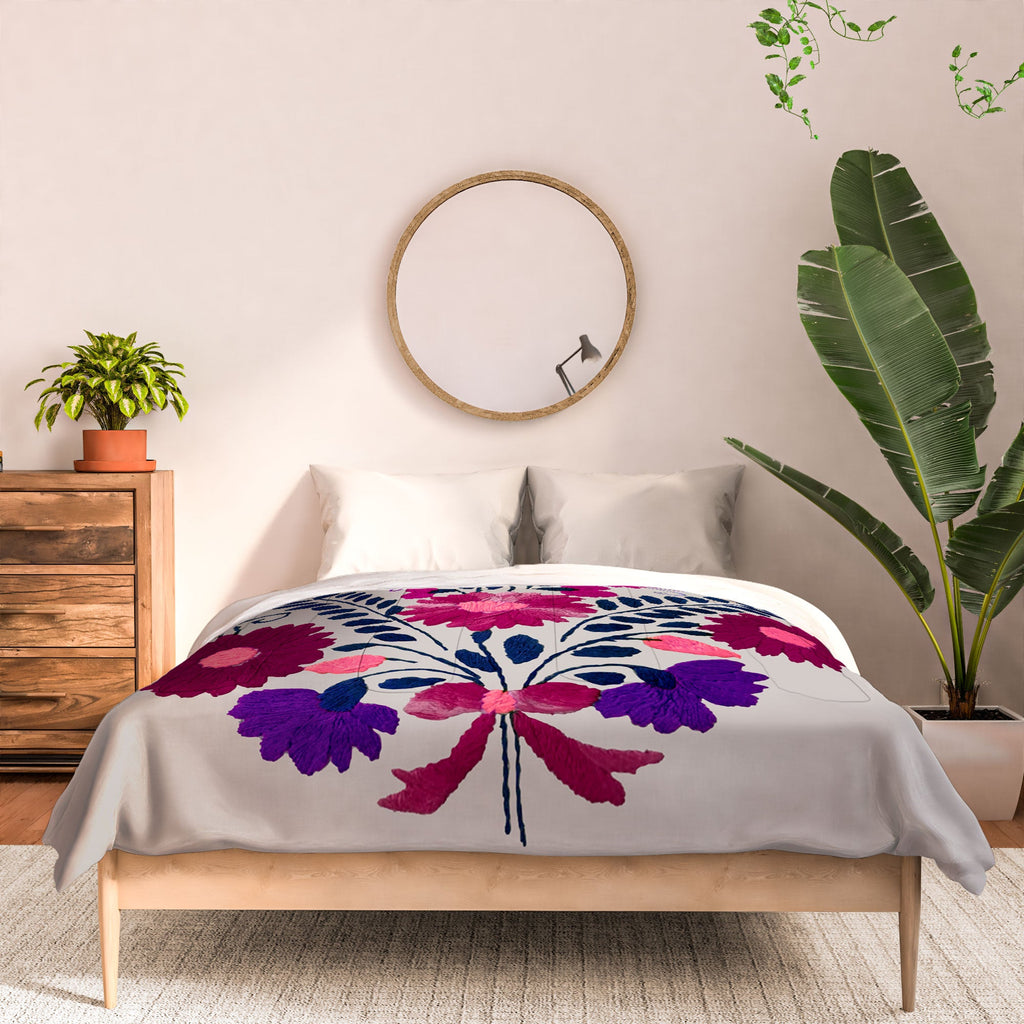 Tina Salazar Mexican Bird Motif Gray Comforter