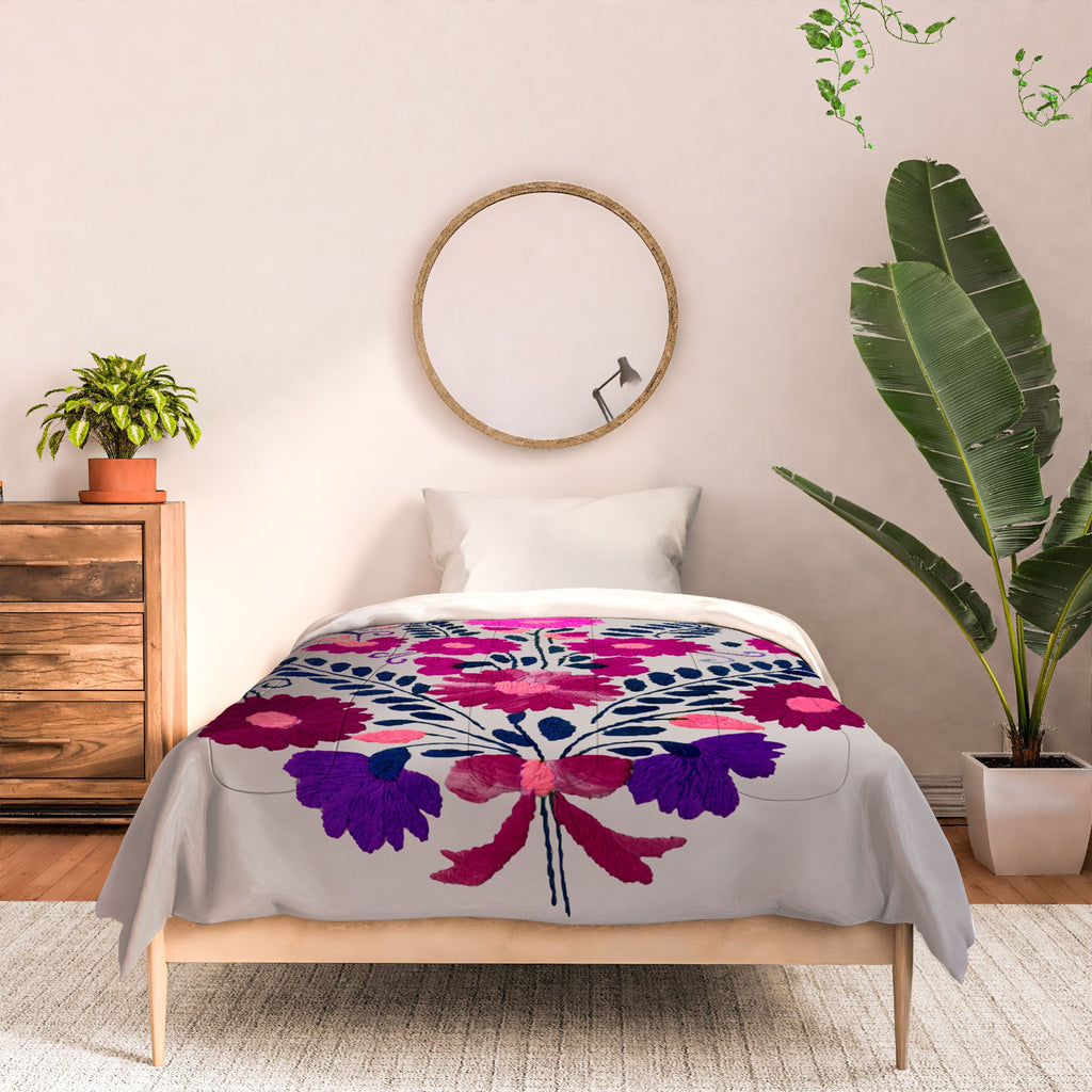Tina Salazar Mexican Bird Motif Gray Comforter