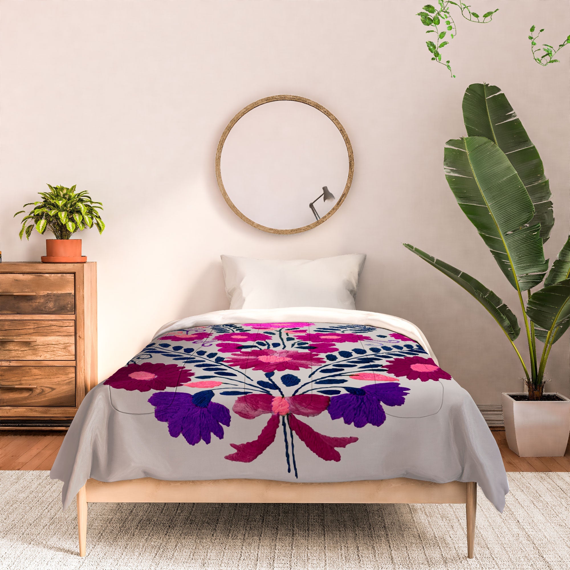 Tina Salazar Mexican Bird Motif Gray Comforter
