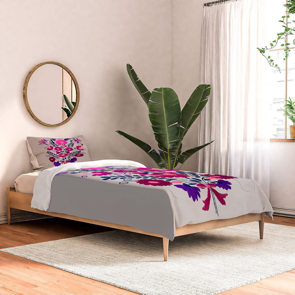 Tina Salazar Mexican Bird Motif Gray Comforter
