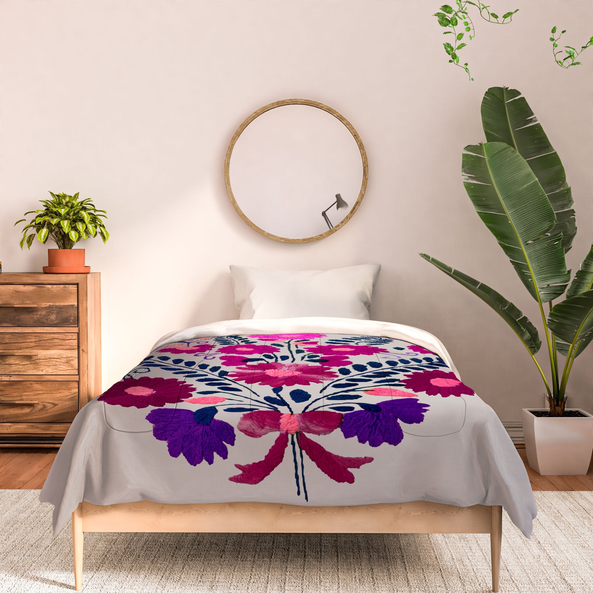 Tina Salazar Mexican Bird Motif Gray Comforter