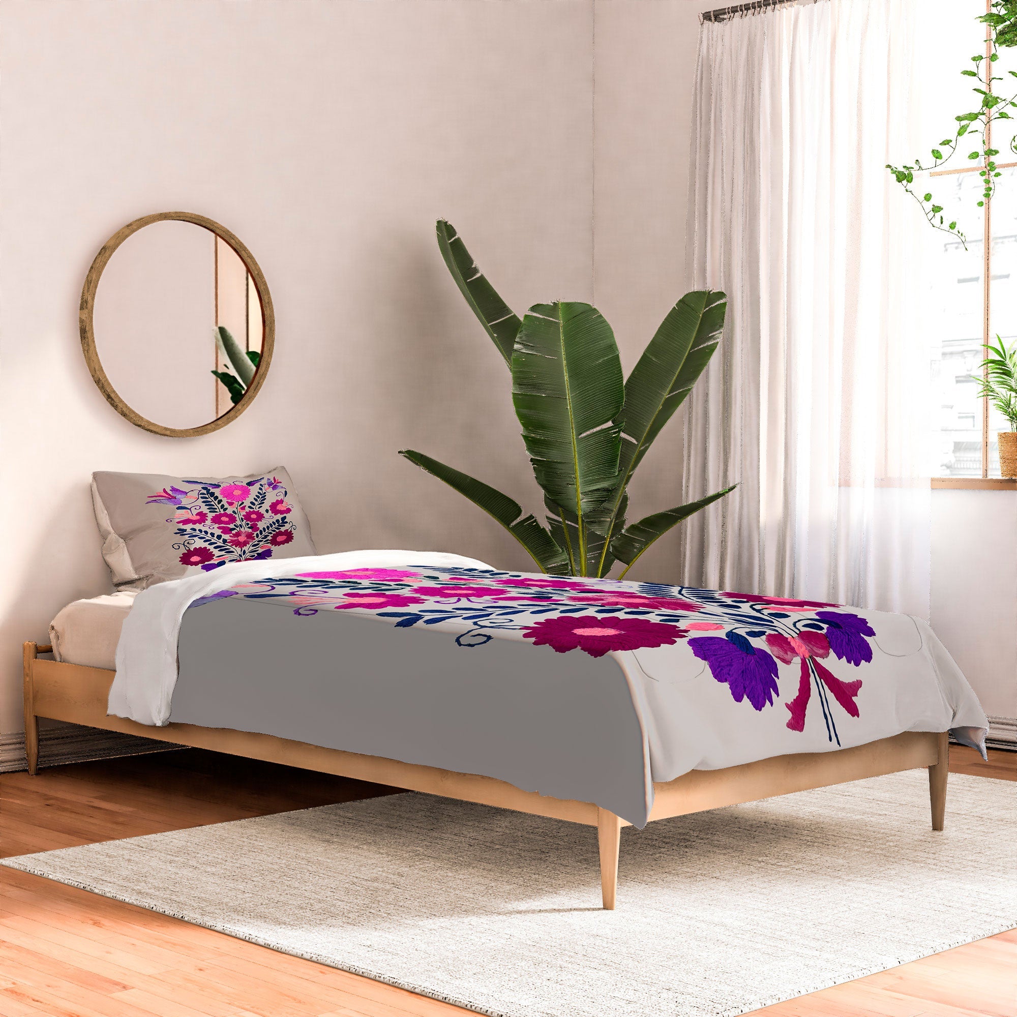 Tina Salazar Mexican Bird Motif Gray Comforter