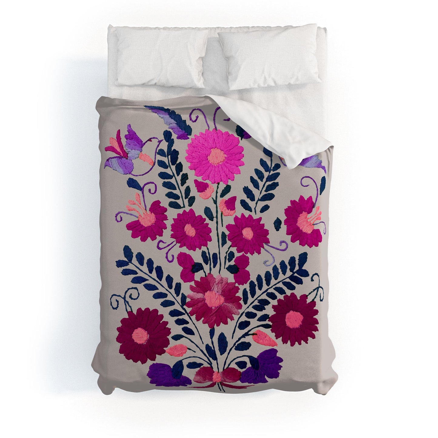 Tina Salazar Mexican Bird Motif Gray Duvet Cover