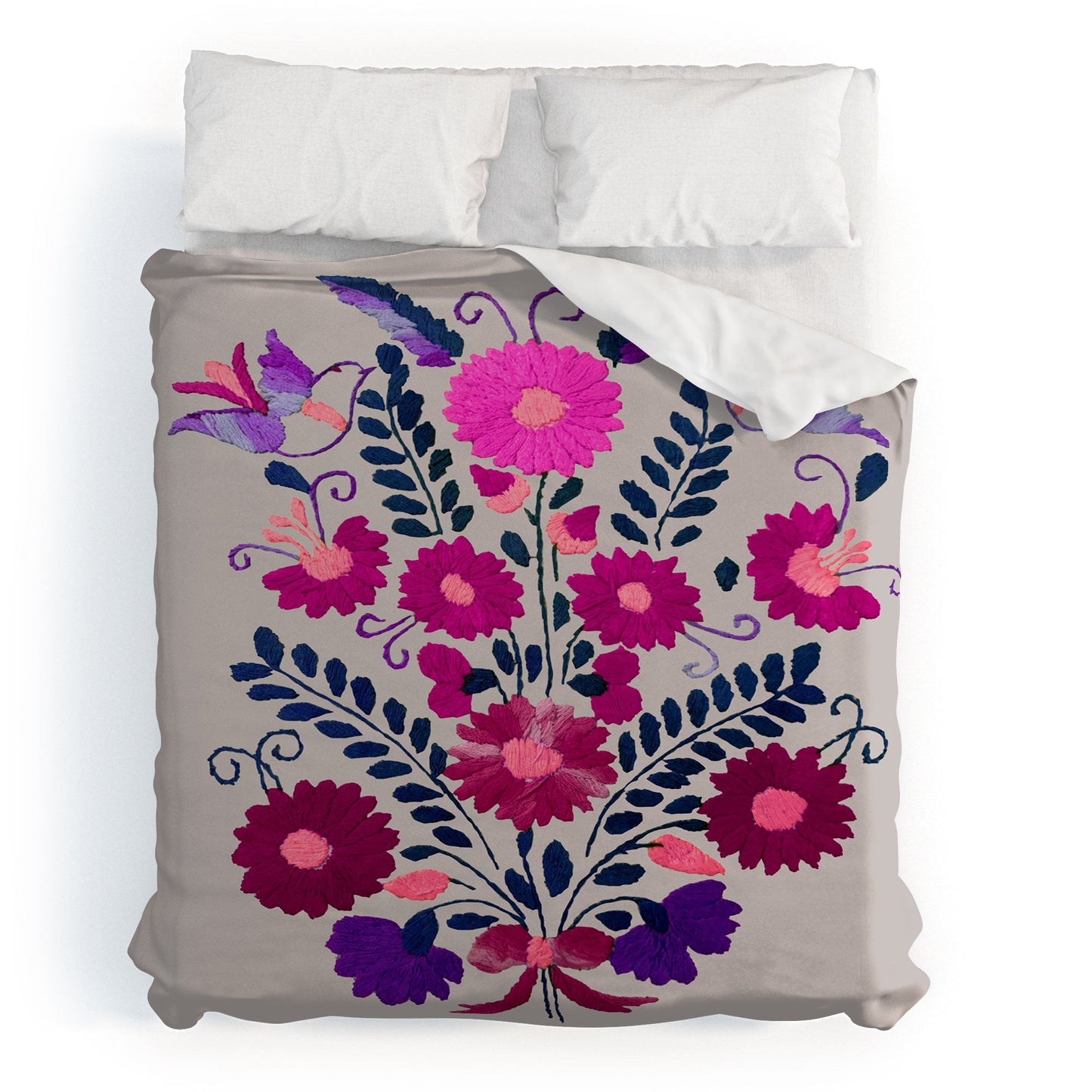 Tina Salazar Mexican Bird Motif Gray Duvet Cover