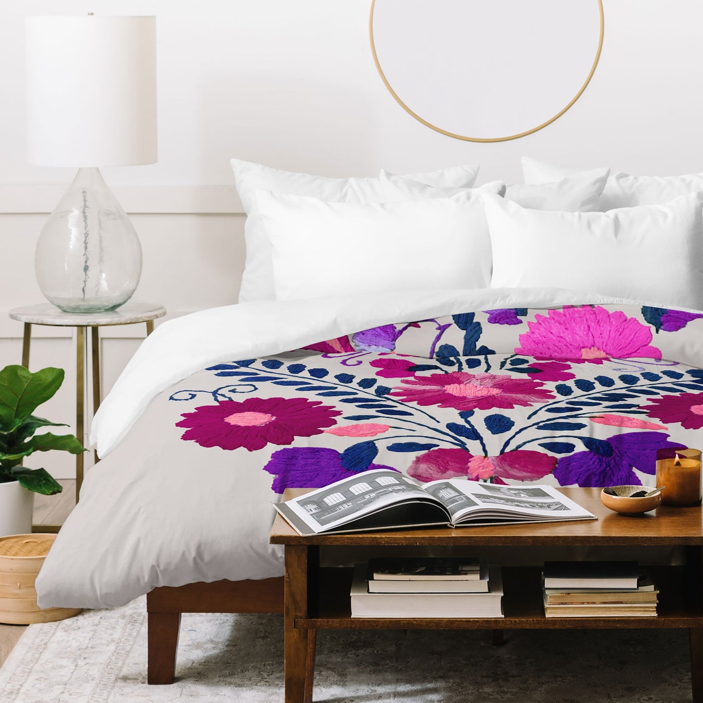 Tina Salazar Mexican Bird Motif Gray Duvet Cover