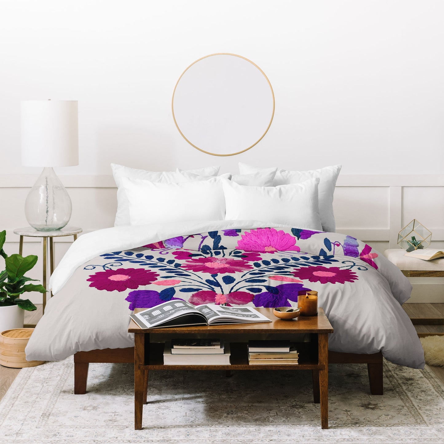 Tina Salazar Mexican Bird Motif Gray Duvet Cover