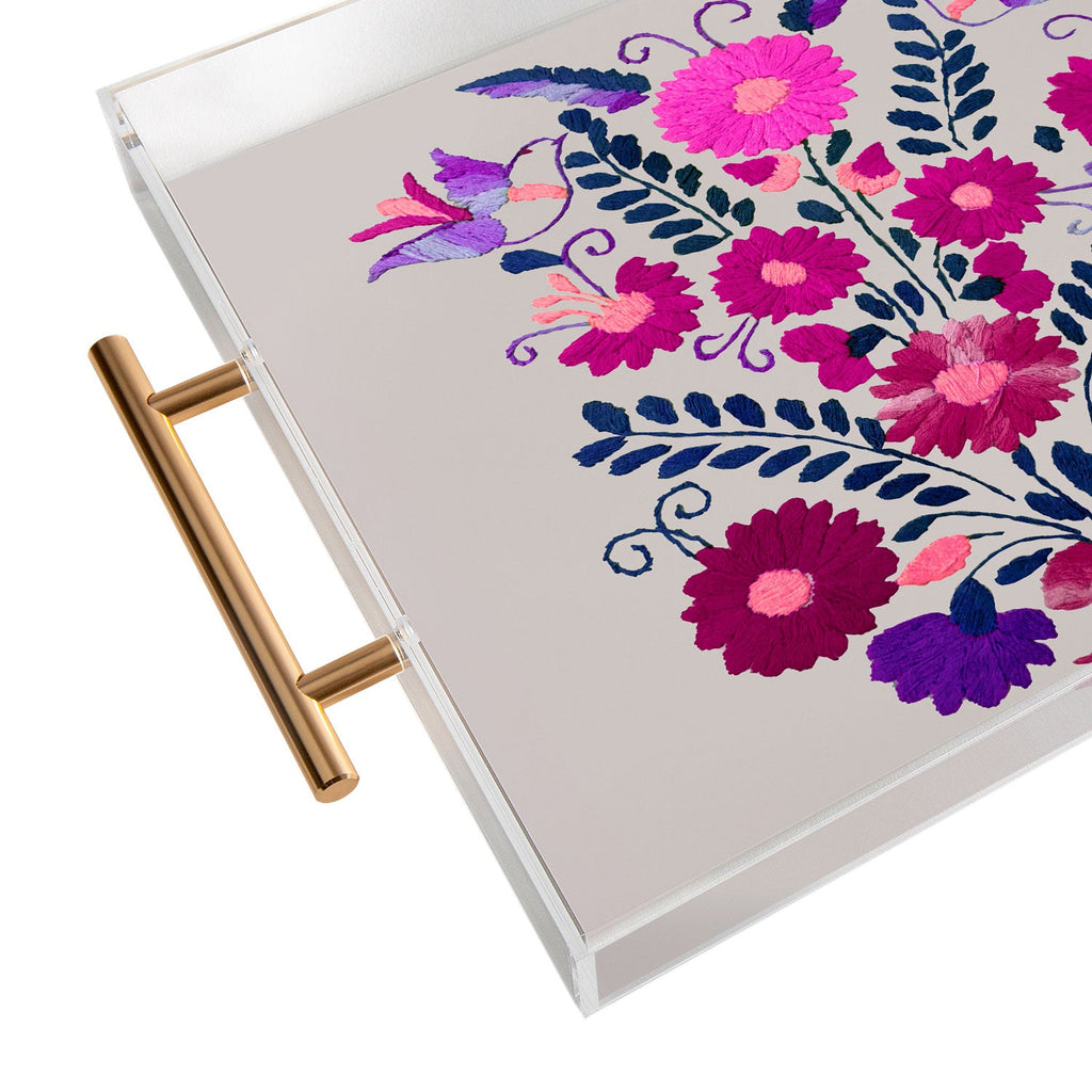 Tina Salazar Mexican Bird Motif Gray Acrylic Tray