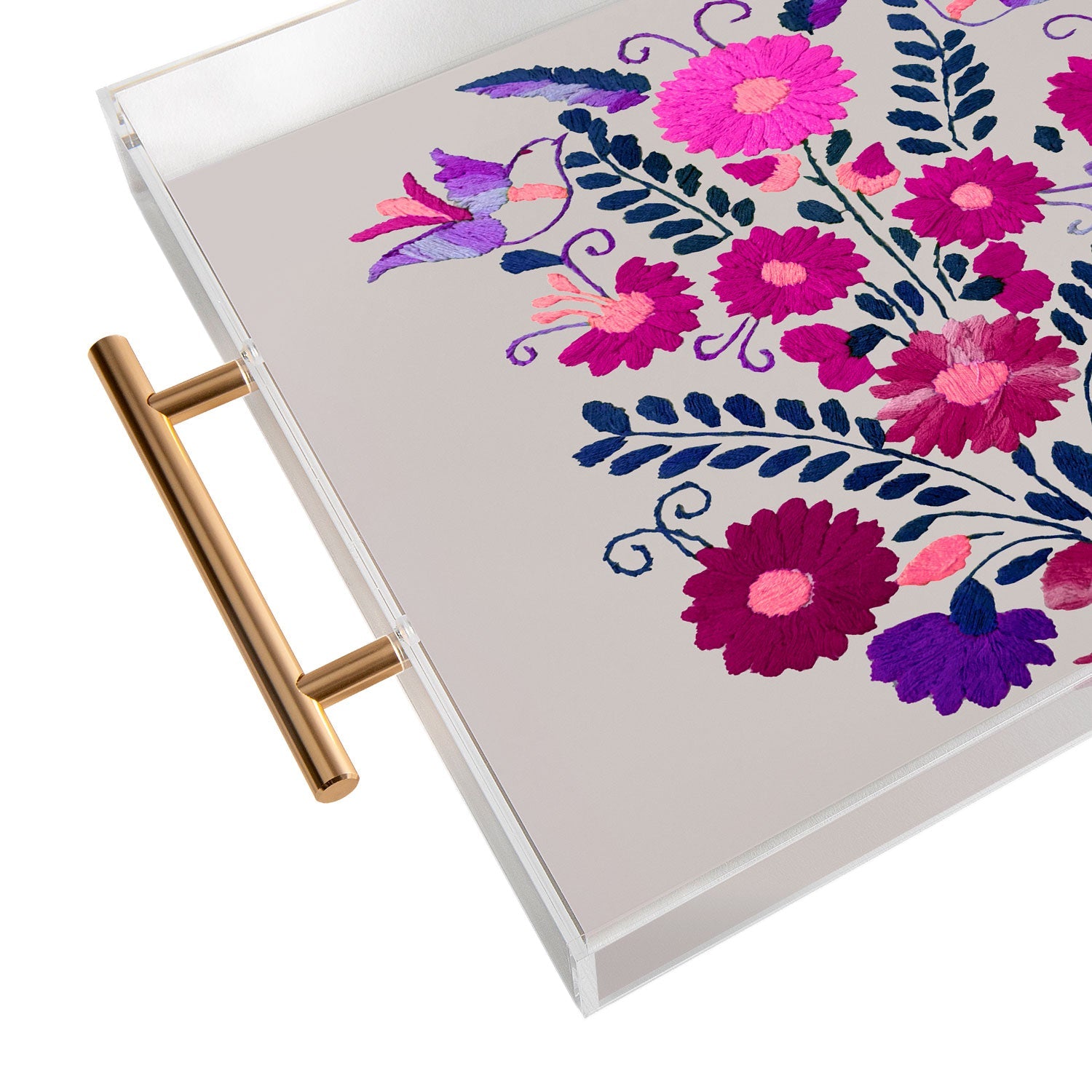 Tina Salazar Mexican Bird Motif Gray Acrylic Tray