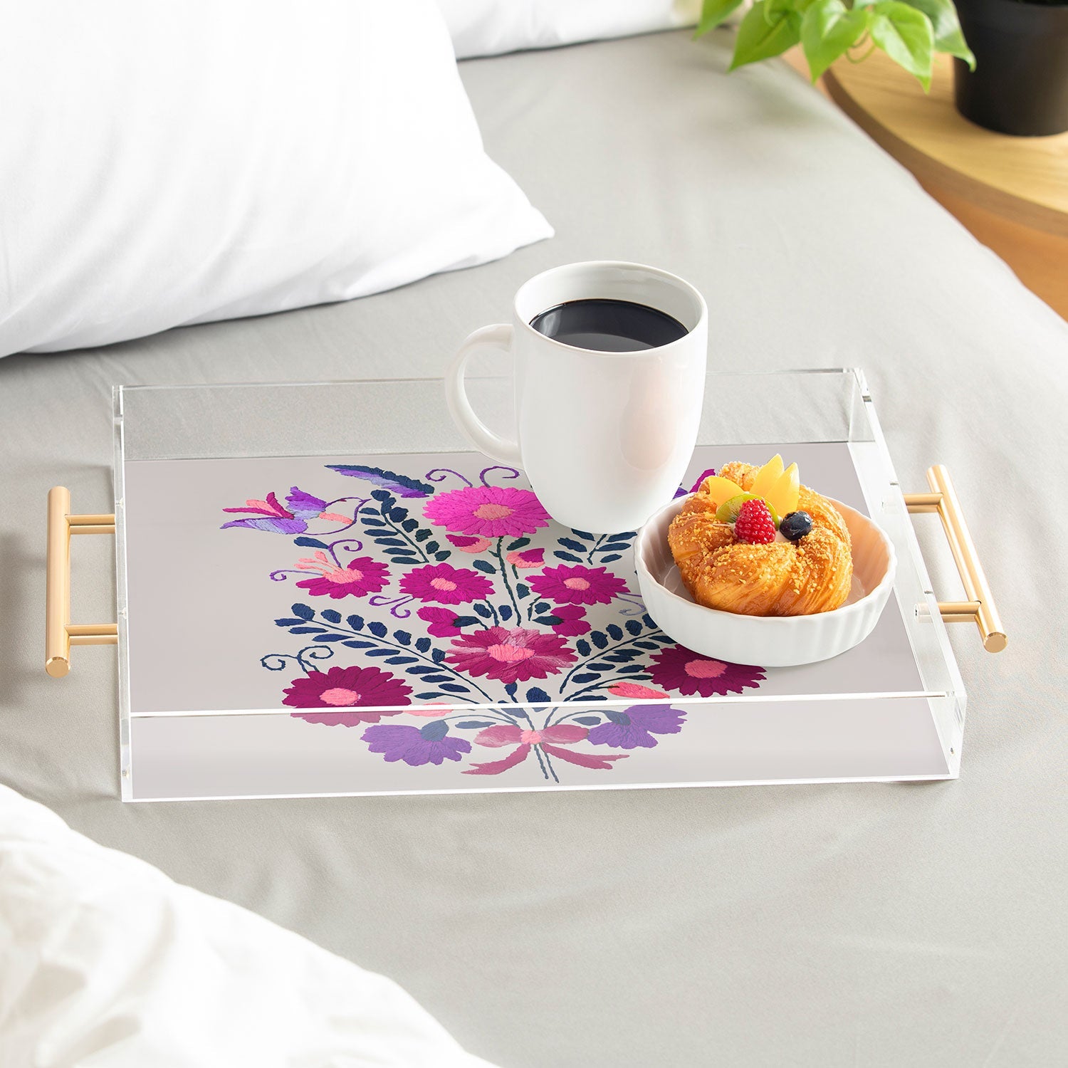 Tina Salazar Mexican Bird Motif Gray Acrylic Tray