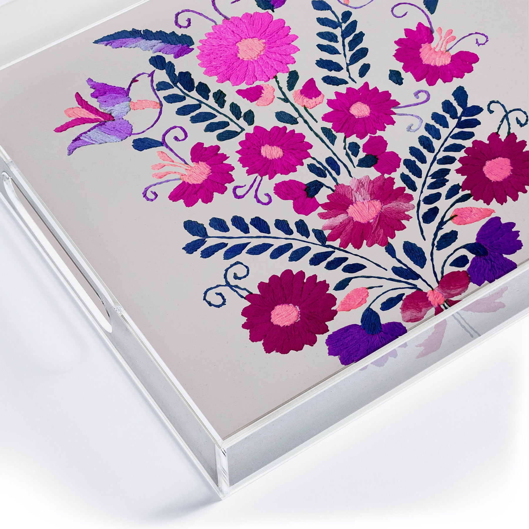 Tina Salazar Mexican Bird Motif Gray Acrylic Tray