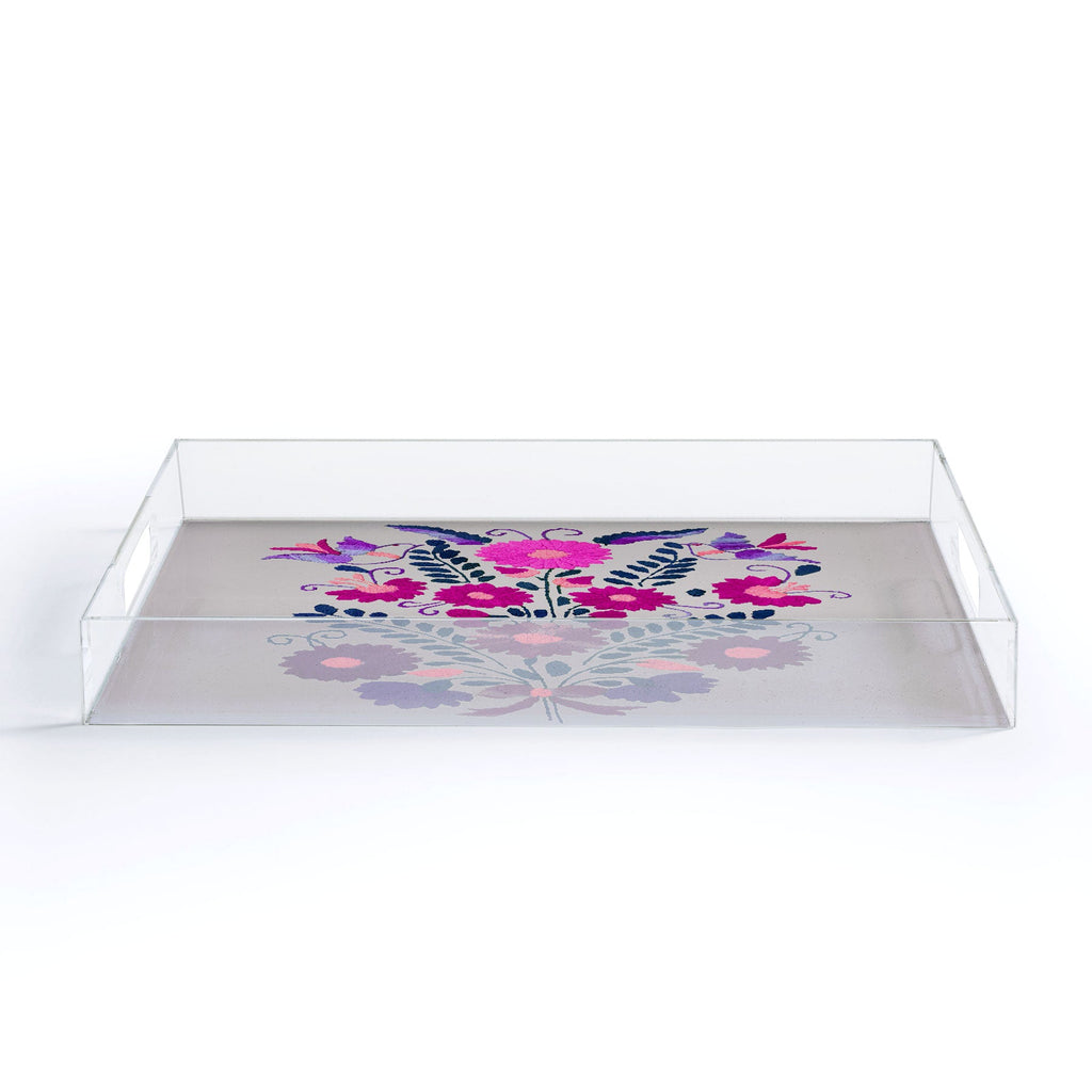 Tina Salazar Mexican Bird Motif Gray Acrylic Tray