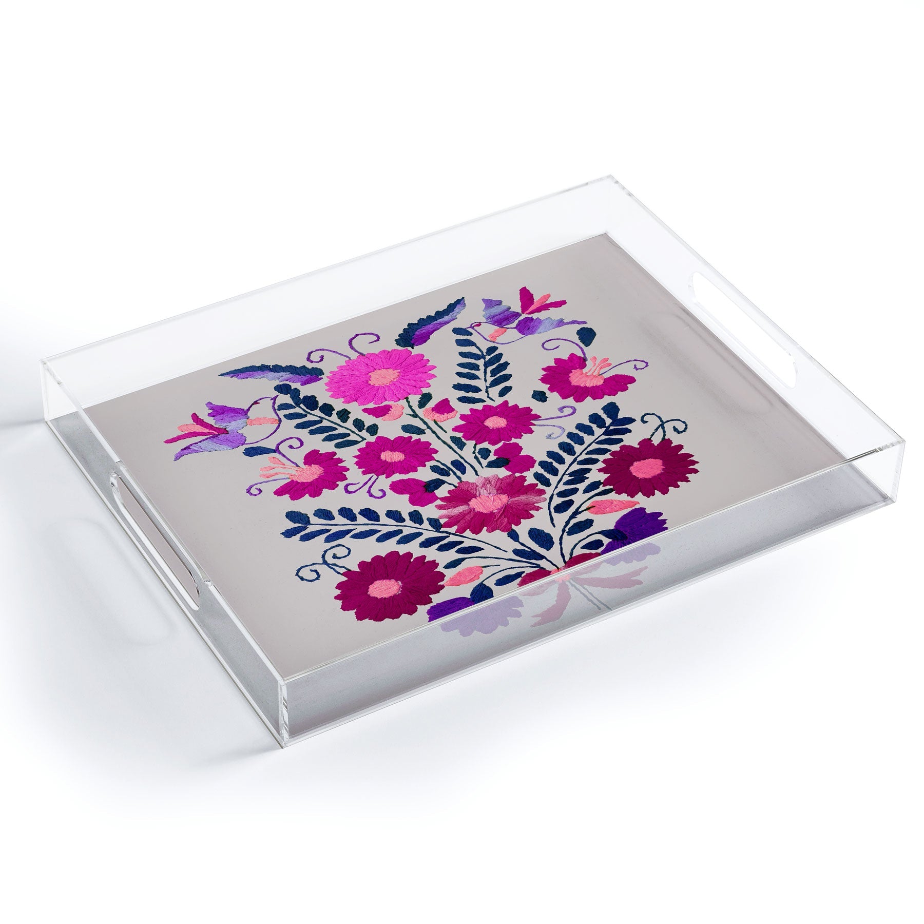 Tina Salazar Mexican Bird Motif Gray Acrylic Tray