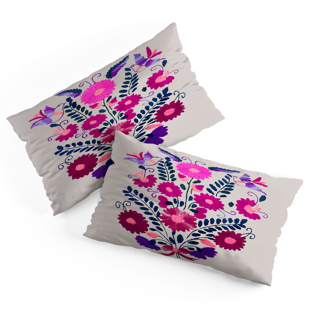 Tina Salazar Mexican Bird Motif Gray Pillow Shams
