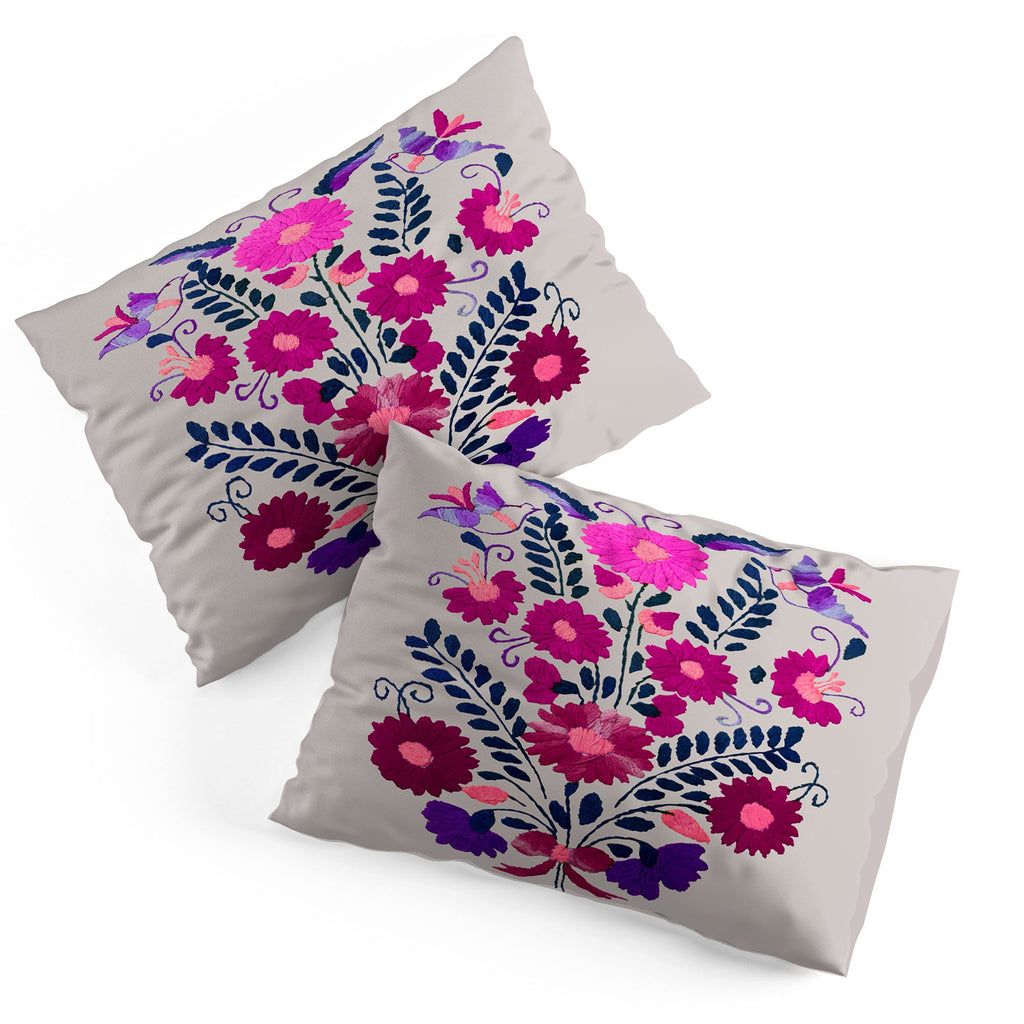 Tina Salazar Mexican Bird Motif Gray Pillow Shams