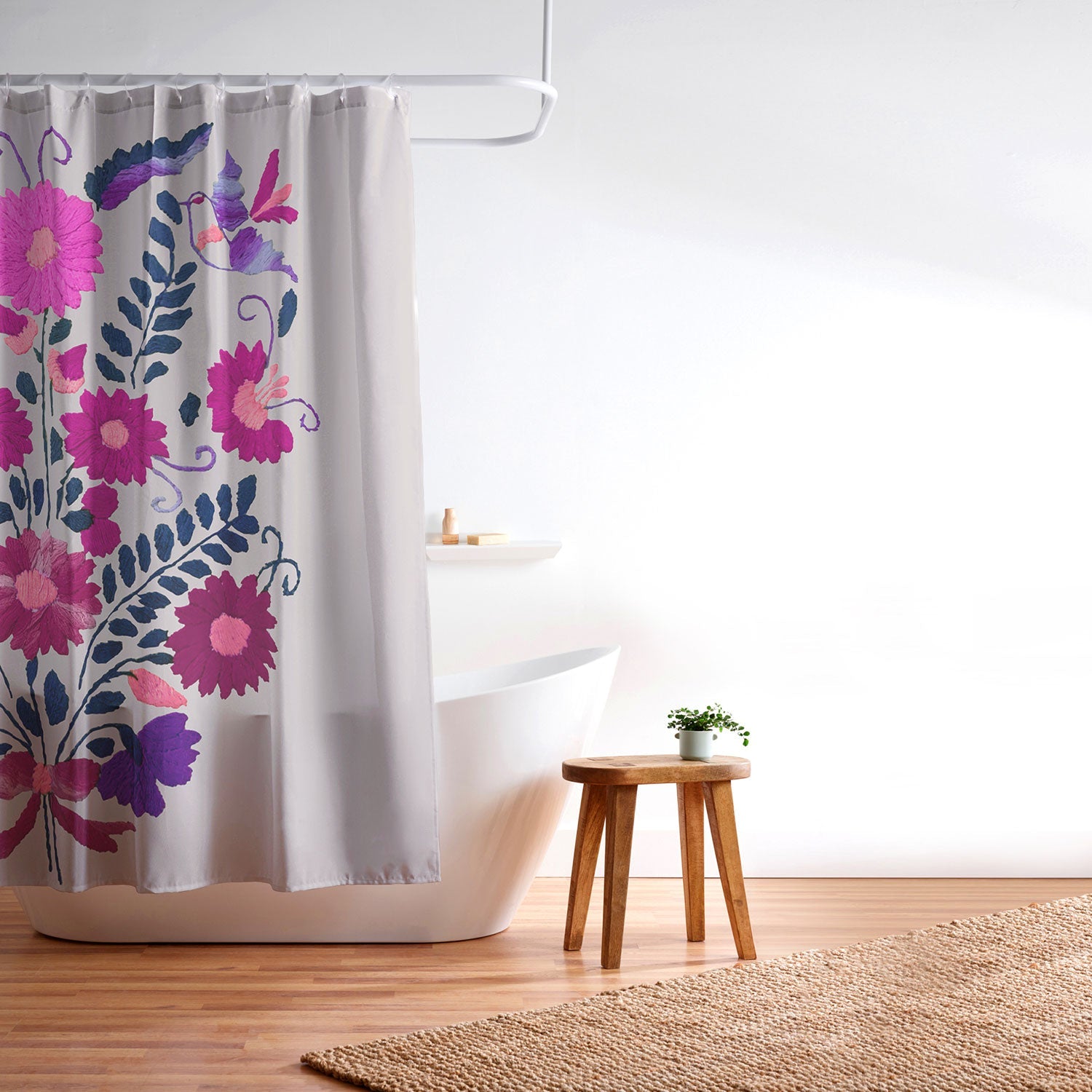Tina Salazar Mexican Bird Motif Gray Shower Curtain
