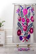 Tina Salazar Mexican Bird Motif Gray Shower Curtain And Mat