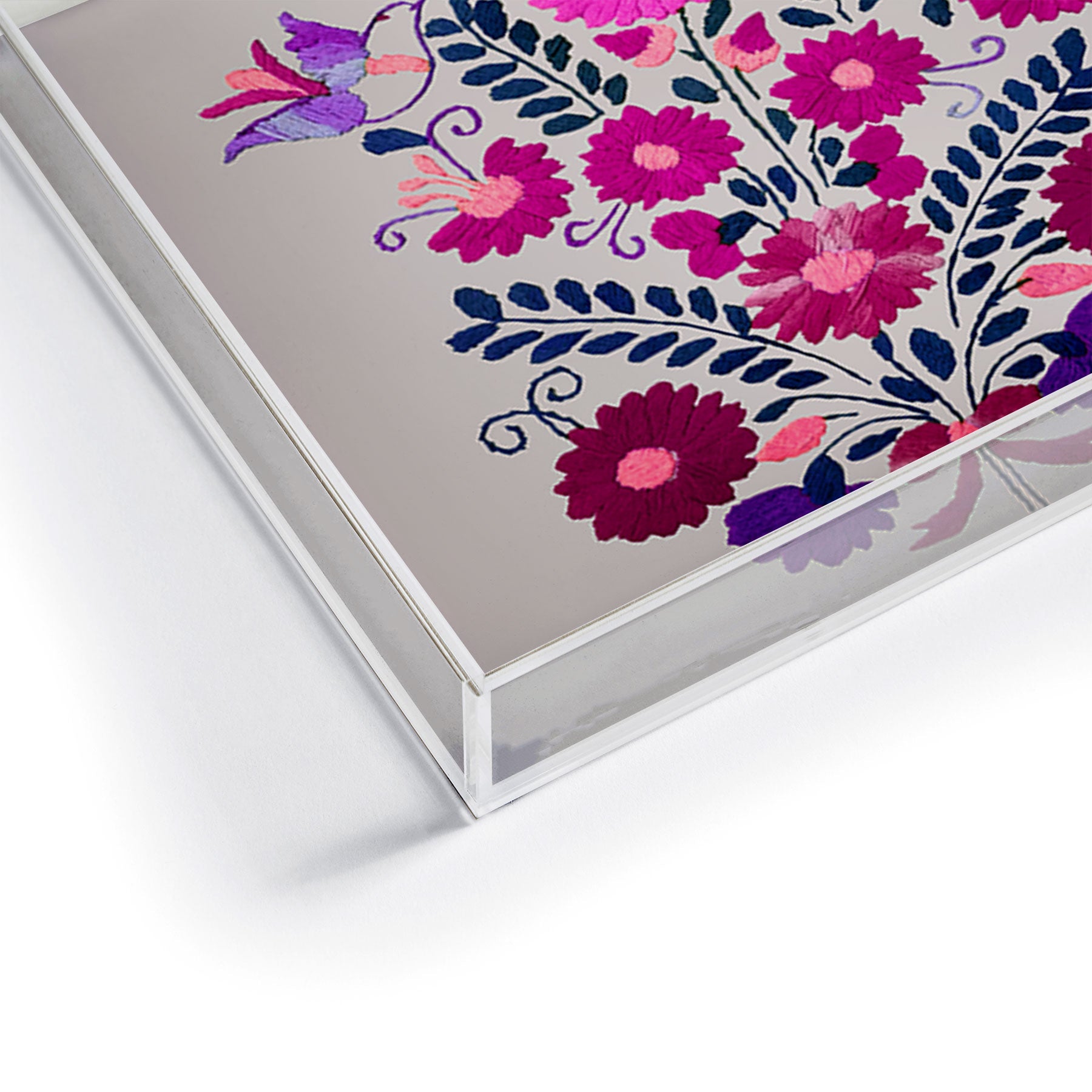 Tina Salazar Mexican Bird Motif Gray Acrylic Tray
