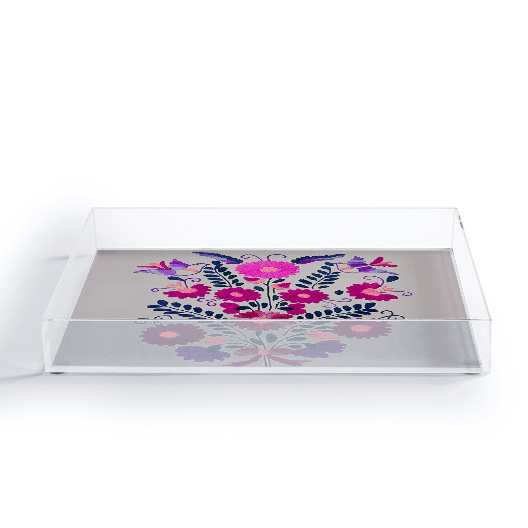 Tina Salazar Mexican Bird Motif Gray Acrylic Tray