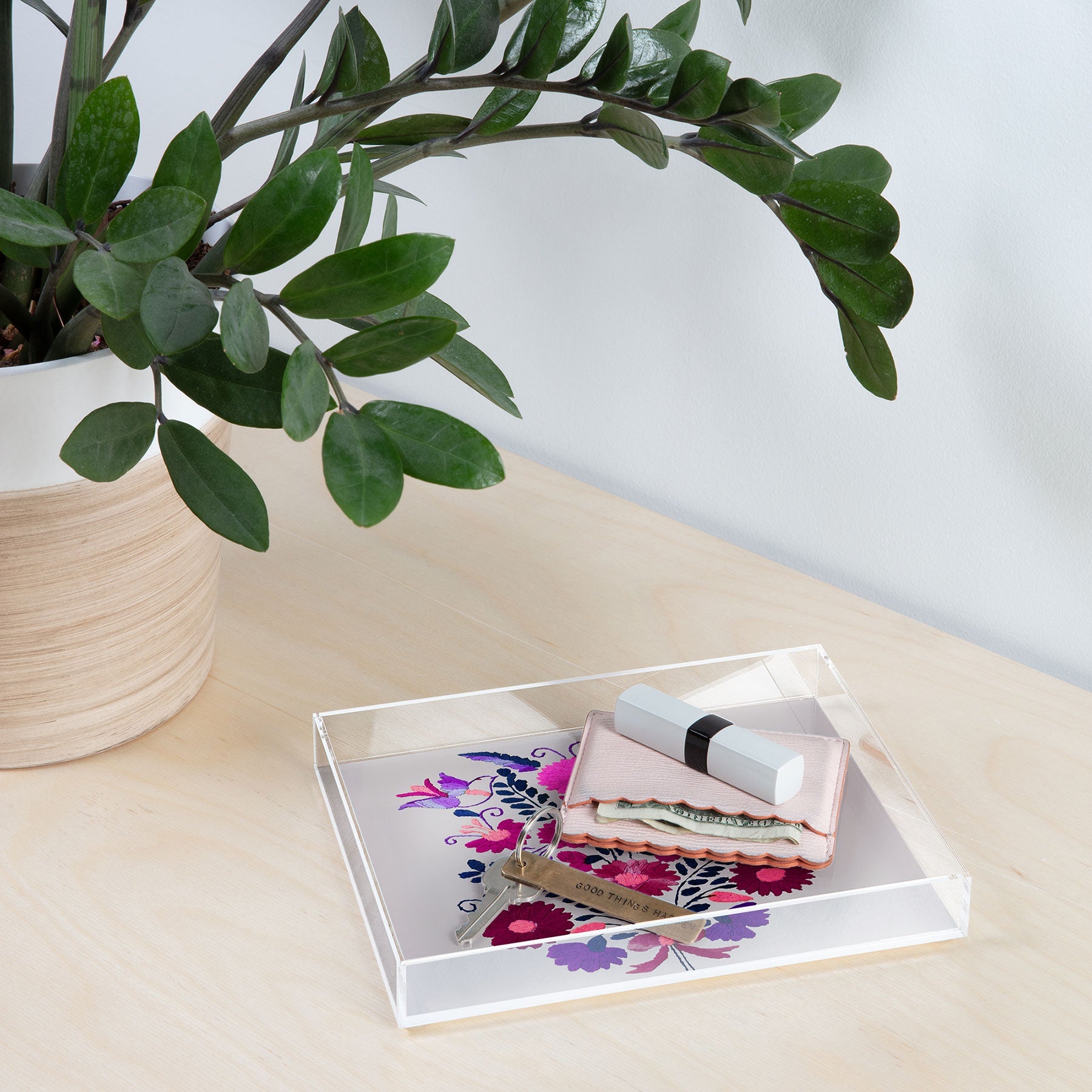 Tina Salazar Mexican Bird Motif Gray Acrylic Tray