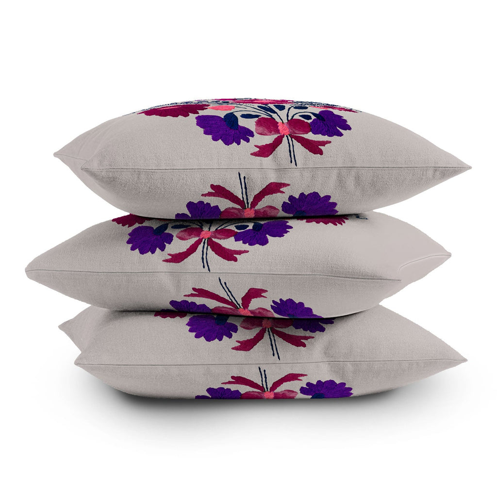 Tina Salazar Mexican Bird Motif Gray Outdoor Throw Pillow