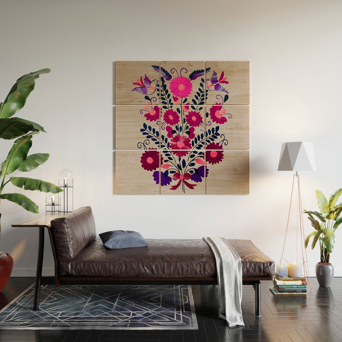 Tina Salazar Mexican Bird Motif Gray Wood Wall Mural