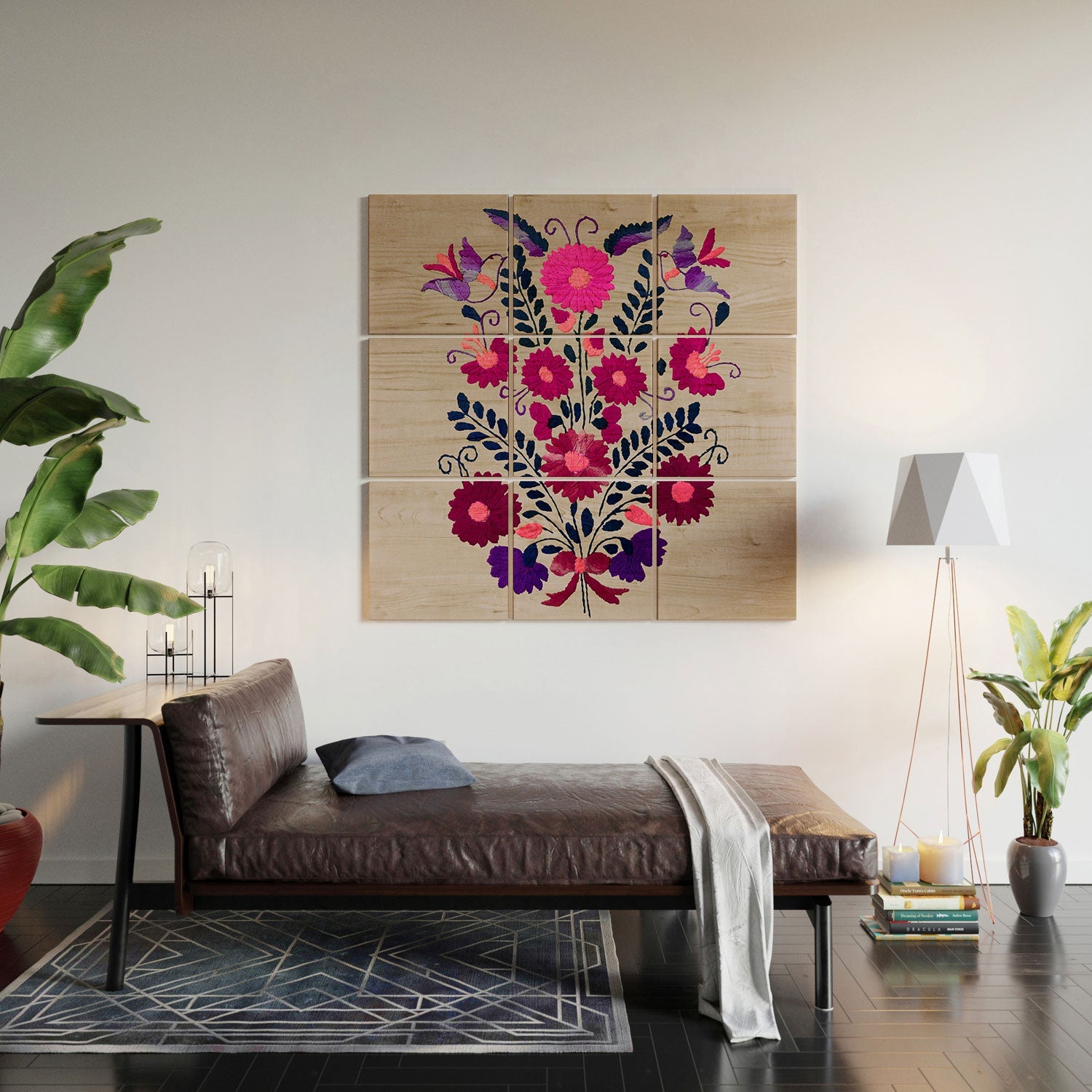 Tina Salazar Mexican Bird Motif Gray Wood Wall Mural