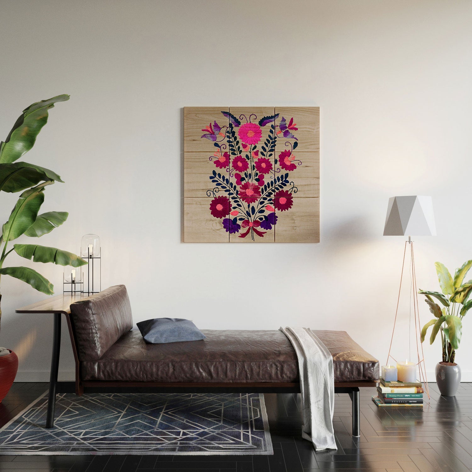 Tina Salazar Mexican Bird Motif Gray Wood Wall Mural