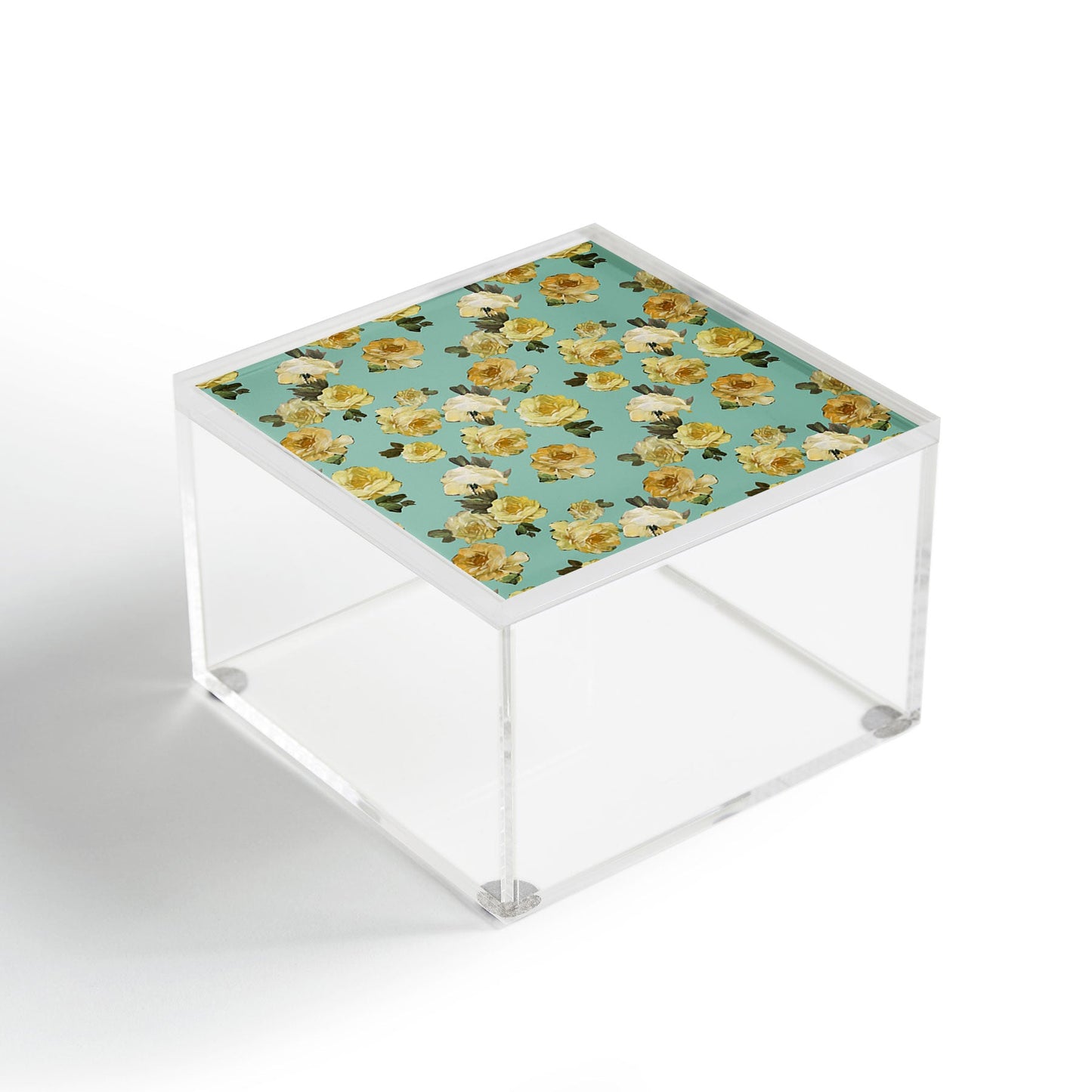 Tina Salazar Yellow Roses in Sage Green Acrylic Box