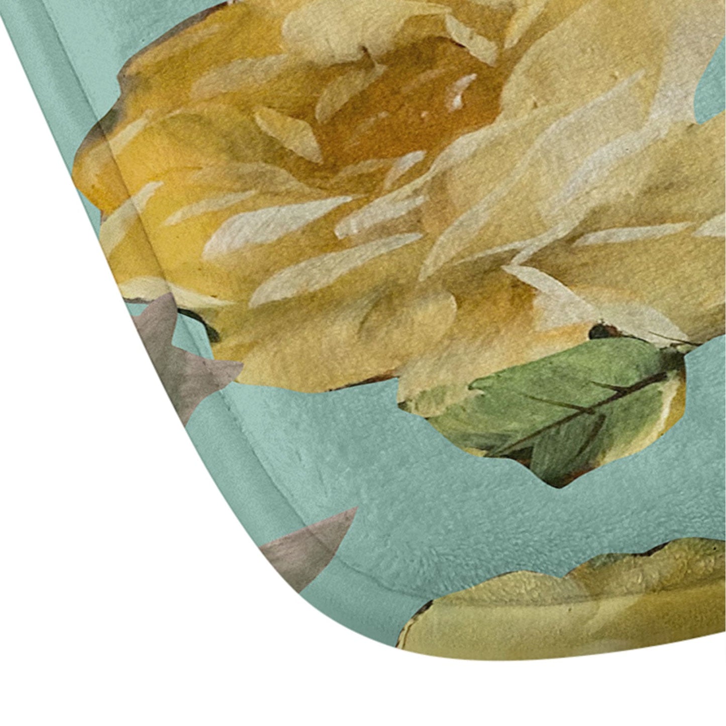 Tina Salazar Yellow Roses in Sage Green Memory Foam Bath Mat