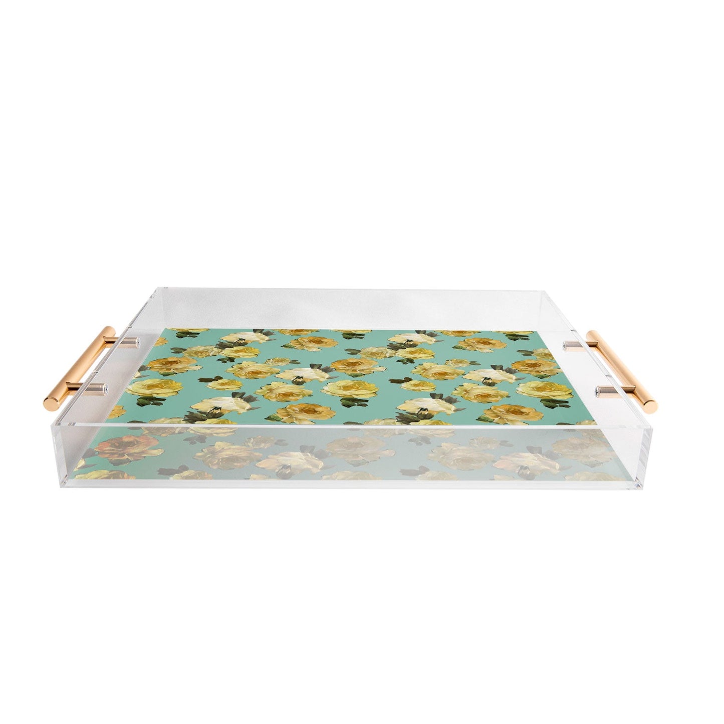 Tina Salazar Yellow Roses in Sage Green Acrylic Tray