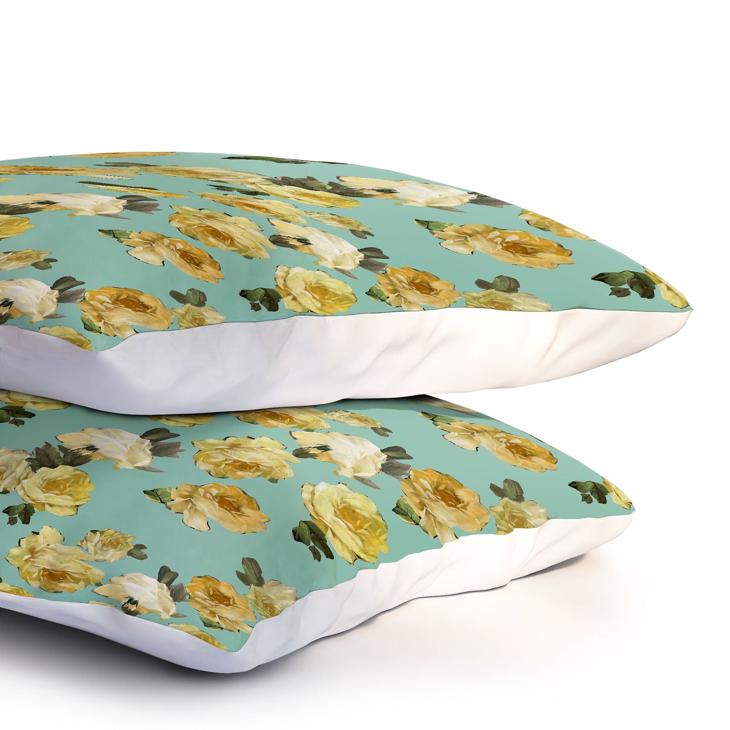 Tina Salazar Yellow Roses in Sage Green Pillow Shams