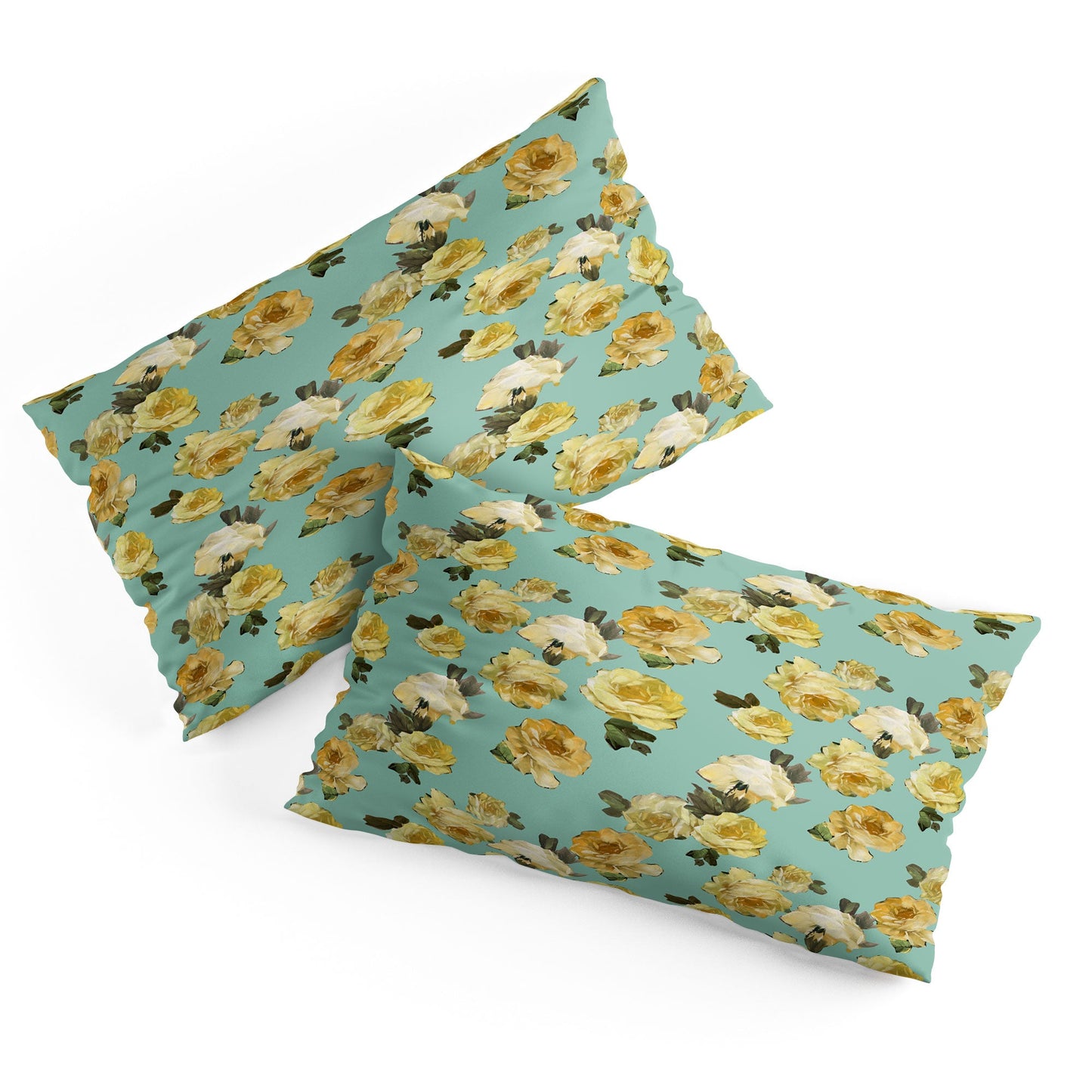 Tina Salazar Yellow Roses in Sage Green Pillow Shams